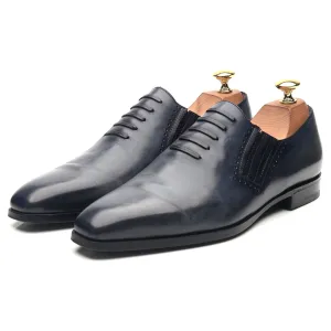 Blue Leather Slip On Lazyman Oxford UK 6.5 Comfy Step