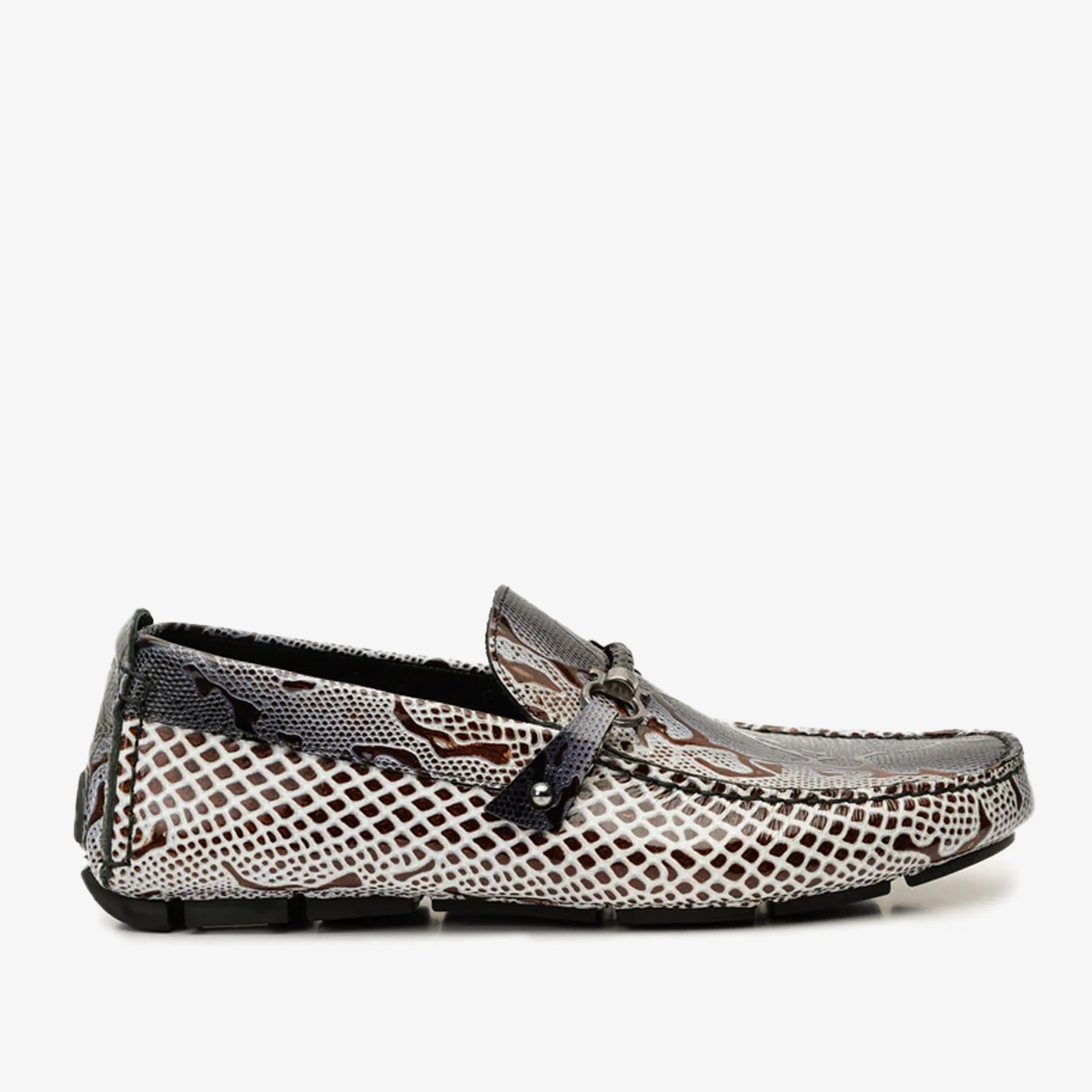 Smooth Soles Bologna Black & White Bit Drive Loafer Men Shoe