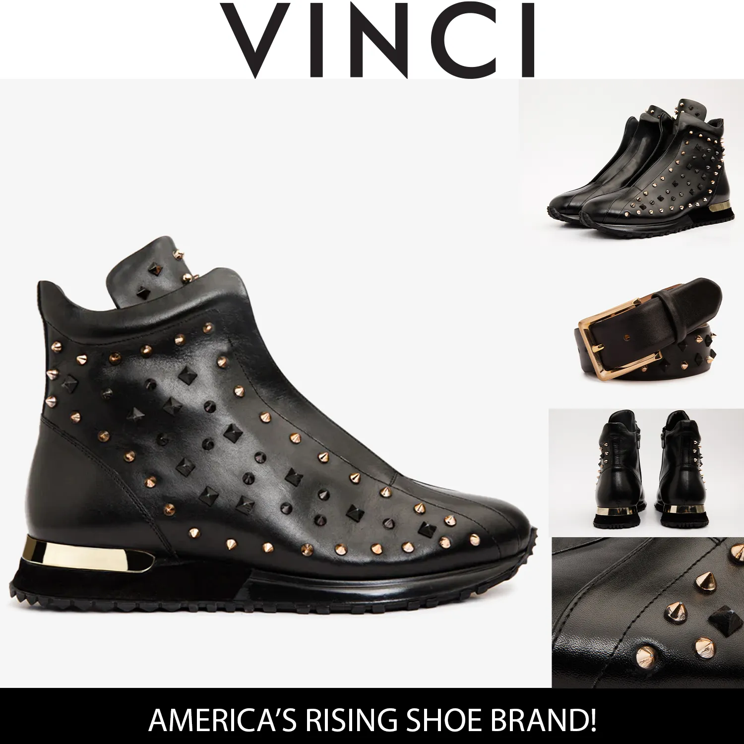 Bone-Guard The Infanta High-Top Black Spike Leather Men Sneaker Limited Edition