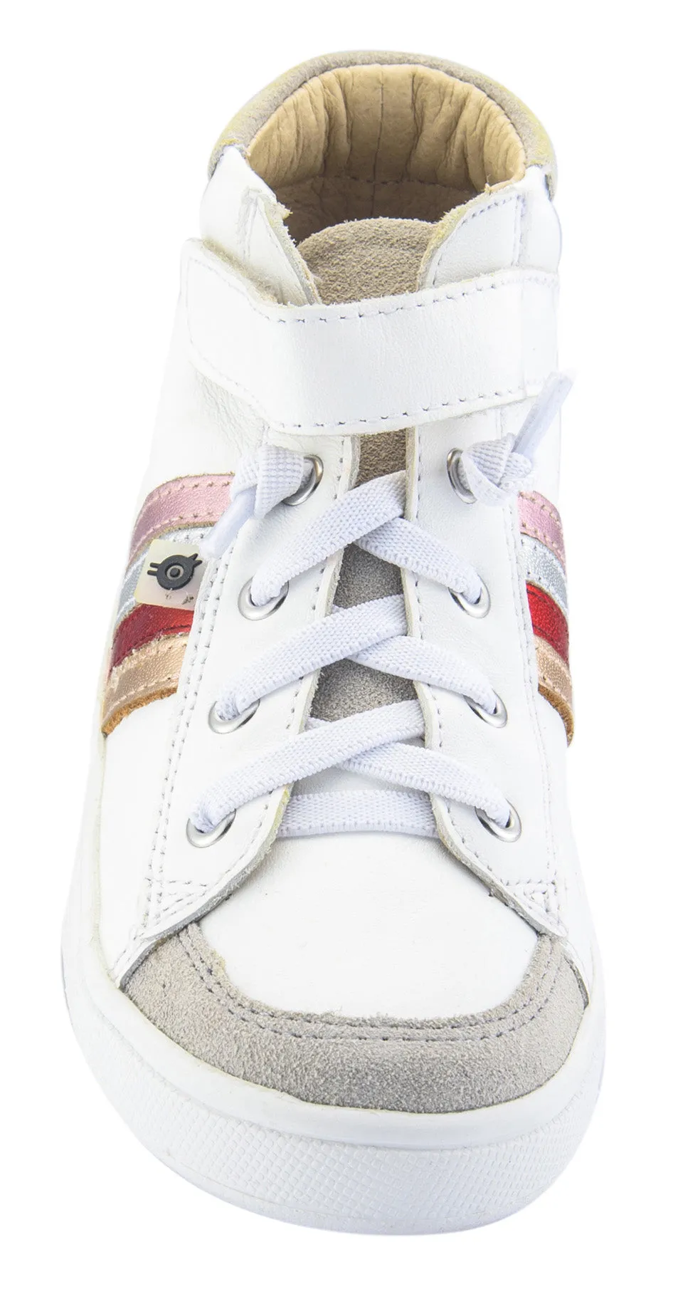 Bow Kids Old Soles Girl's High-Top-RB Leather Sneakers, Snow/Copper