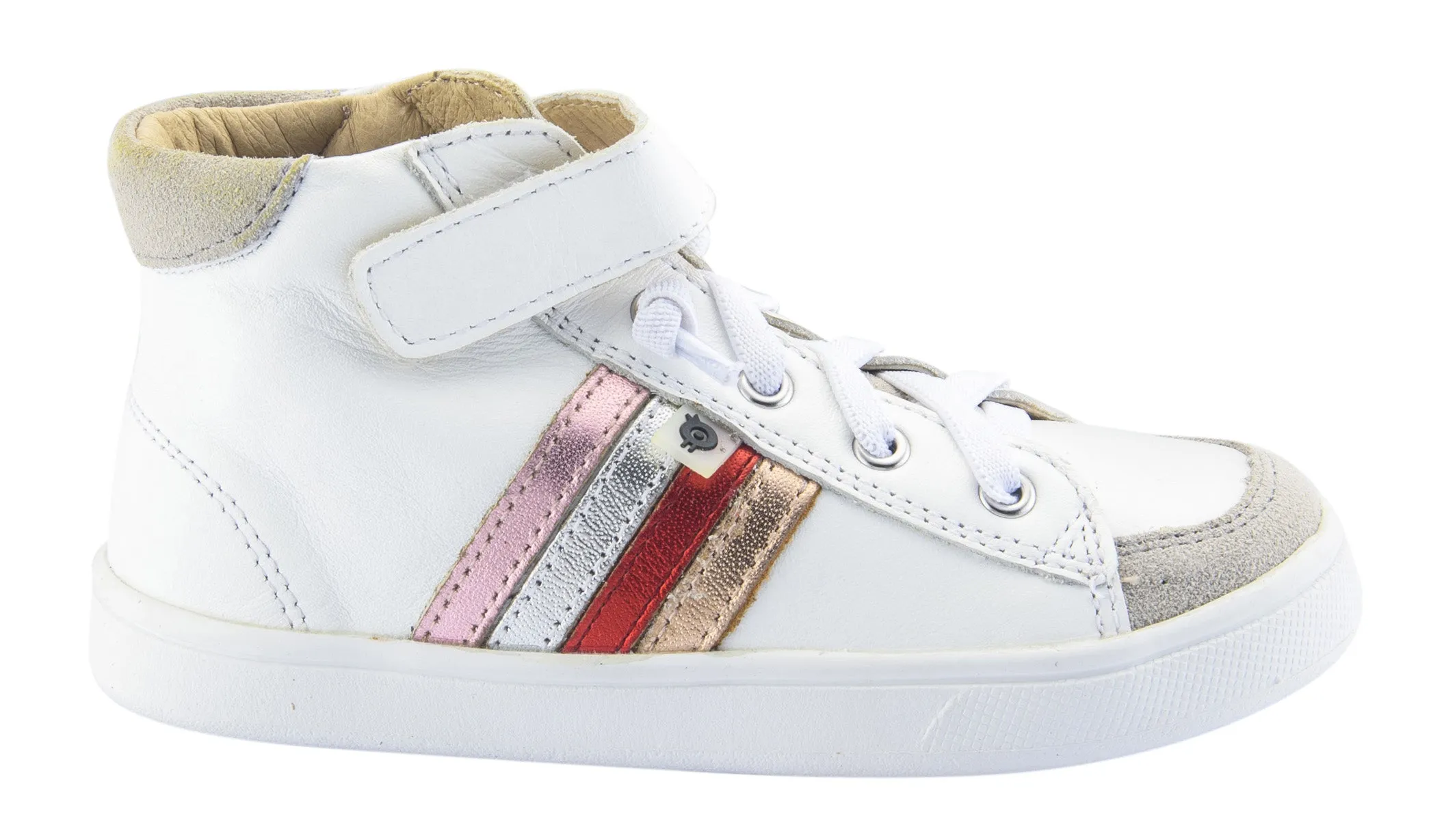 Bow Kids Old Soles Girl's High-Top-RB Leather Sneakers, Snow/Copper