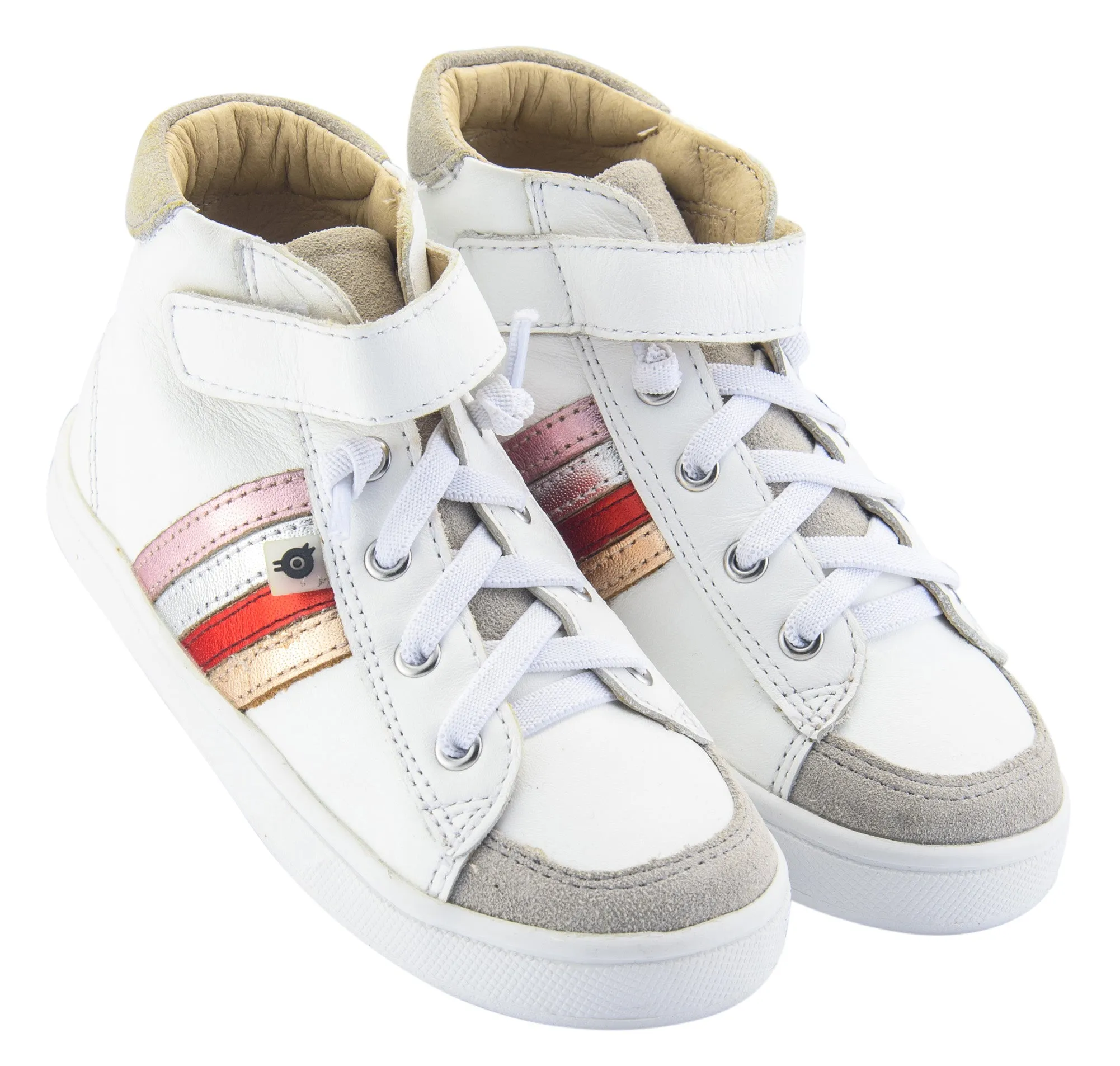 Bow Kids Old Soles Girl's High-Top-RB Leather Sneakers, Snow/Copper