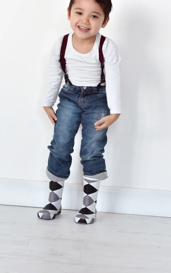 Boxbo Damier Girl's and Boy's Rain Boot Rubber Outsole