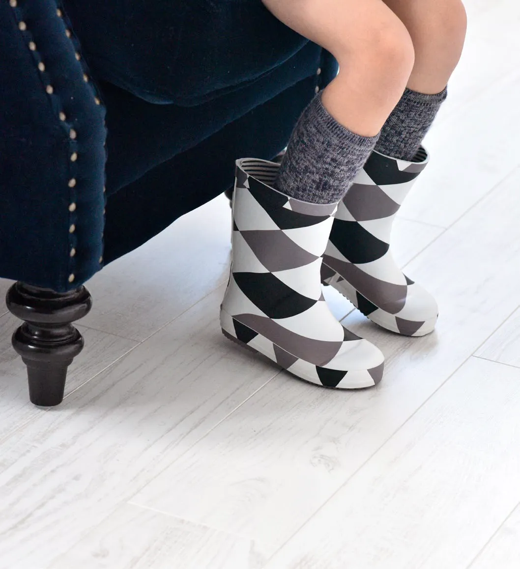 Boxbo Damier Girl's and Boy's Rain Boot Rubber Outsole