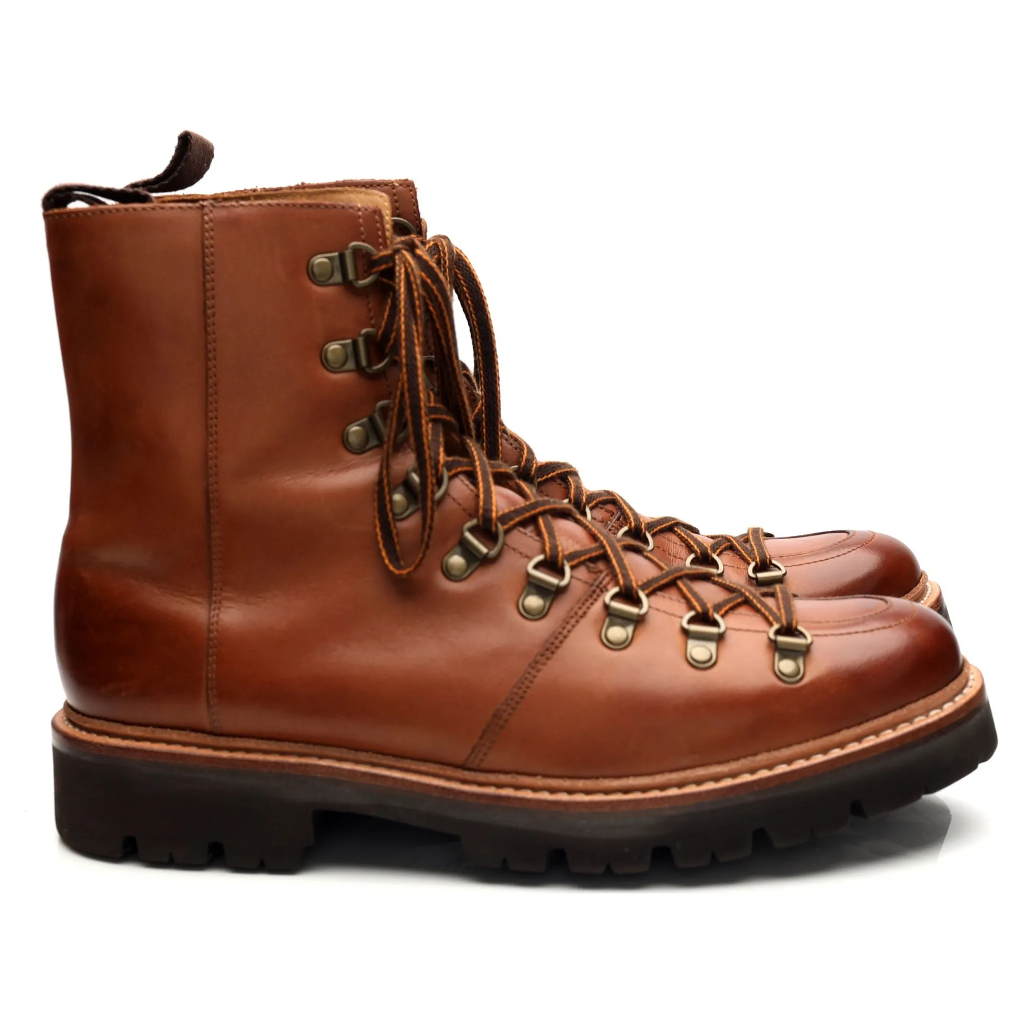 'Brady' Tan Brown Leather Hiker Boots UK 8.5 G Long Lasting Cushion Collar