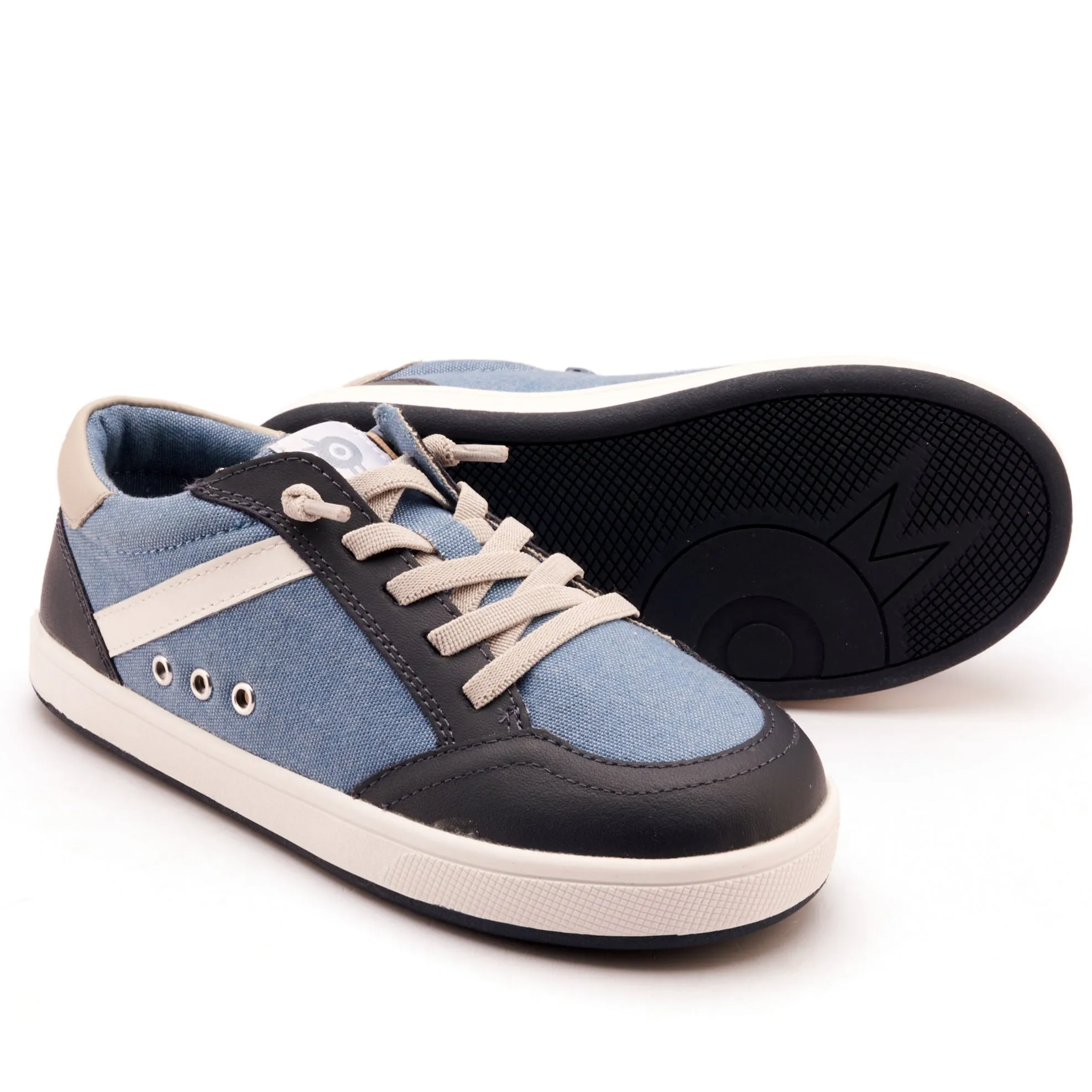 Old Soles Boy's and GIrl's Jet Casual Shoes - Light Denim Canvas / Navy / Snow Boys' specific shoes