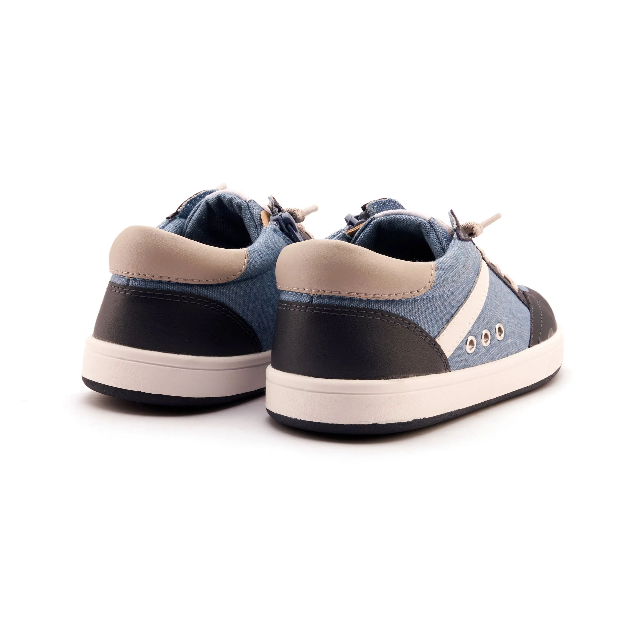 Breathable Material Old Soles Boy's and GIrl's Jet Casual Shoes - Light Denim Canvas / Navy / Snow