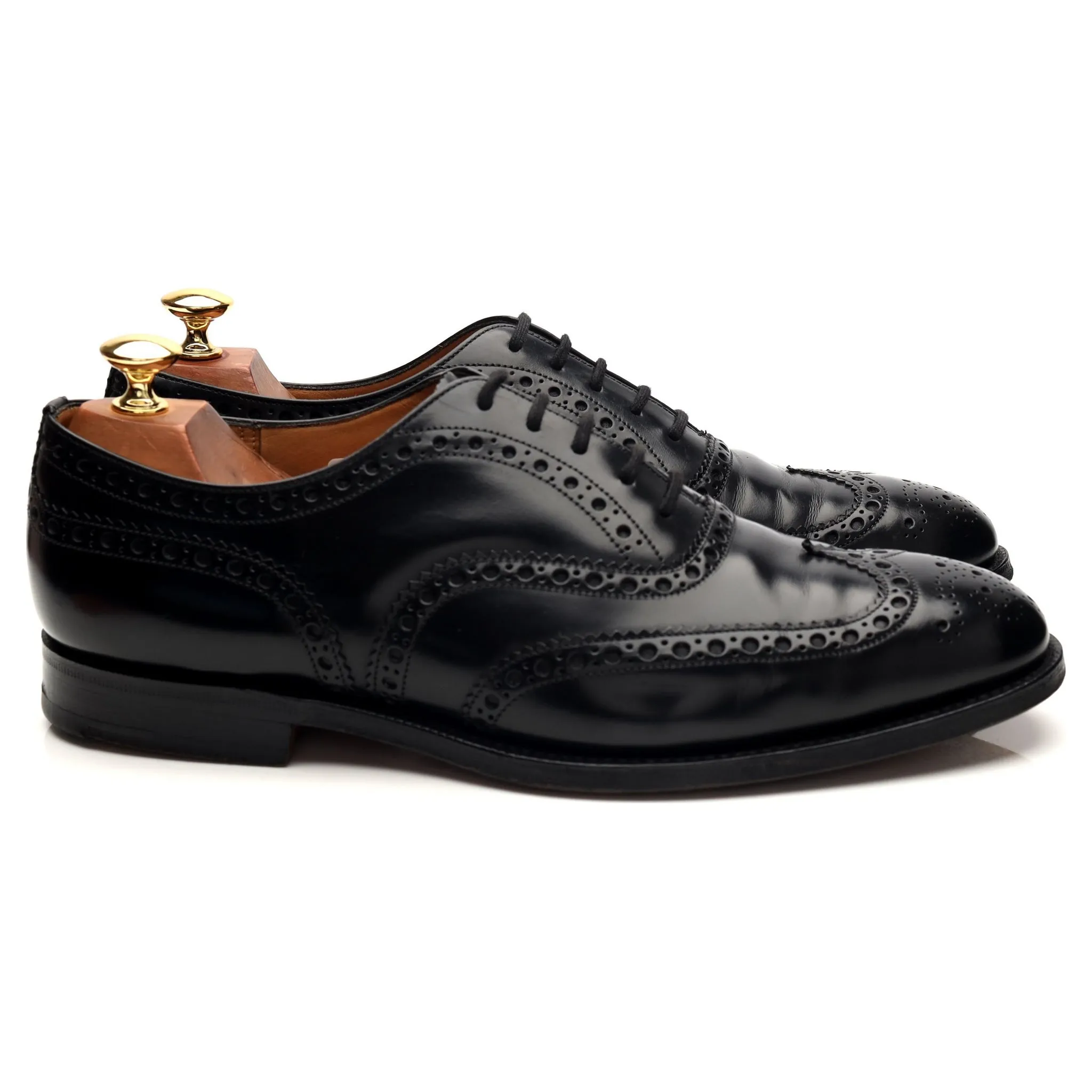 'Brisbane' Black Leather Oxford Brogues UK 9 F Slip On