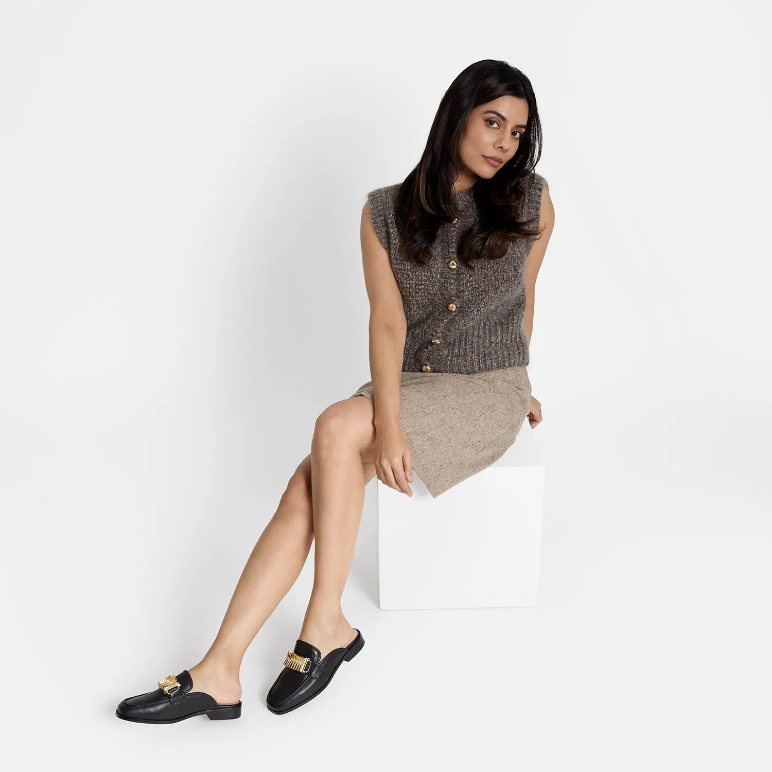 Brooklyn Mule Loafer Ltd Ed. | Black Leather Sporty Heels