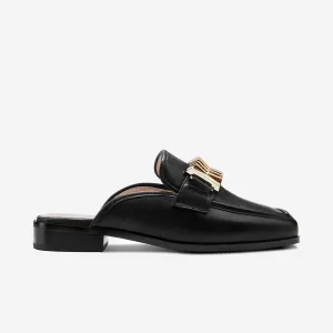 Brooklyn Mule Loafer Ltd Ed. | Black Leather Fashionable Pumps Vintage Stiletto Shoes