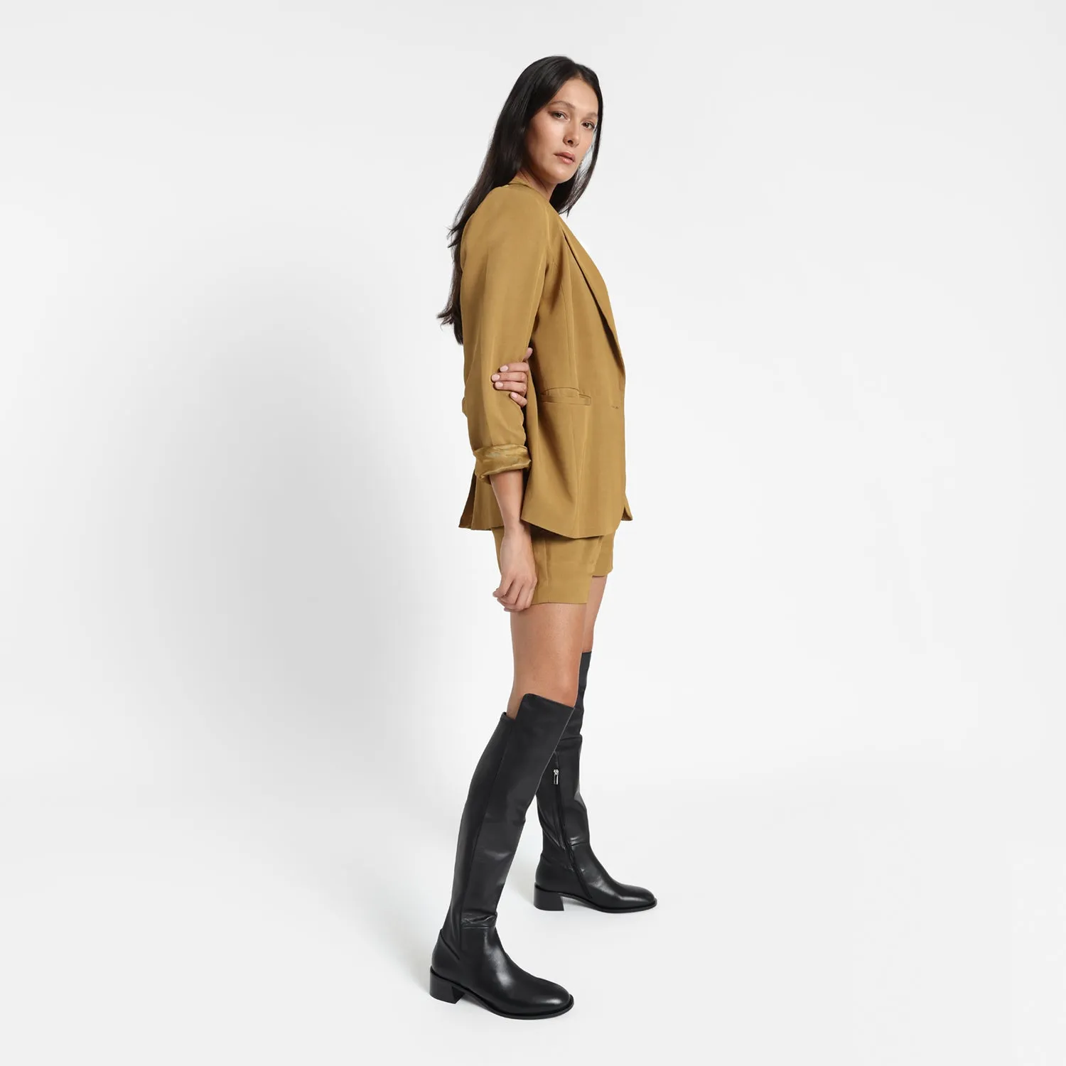 Brussels Ltd Ed Knee High Boot | Black leather Flex Motion