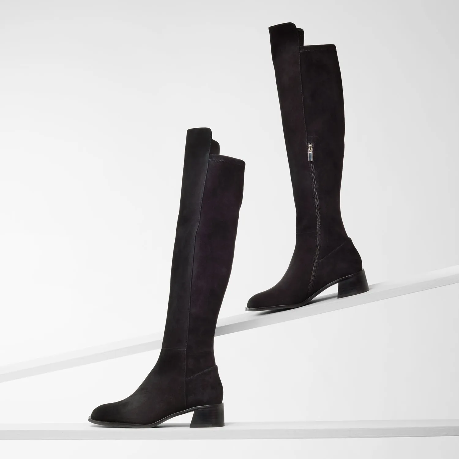 Brussels Ltd Ed Knee High Boot | Black suede Dense Grip