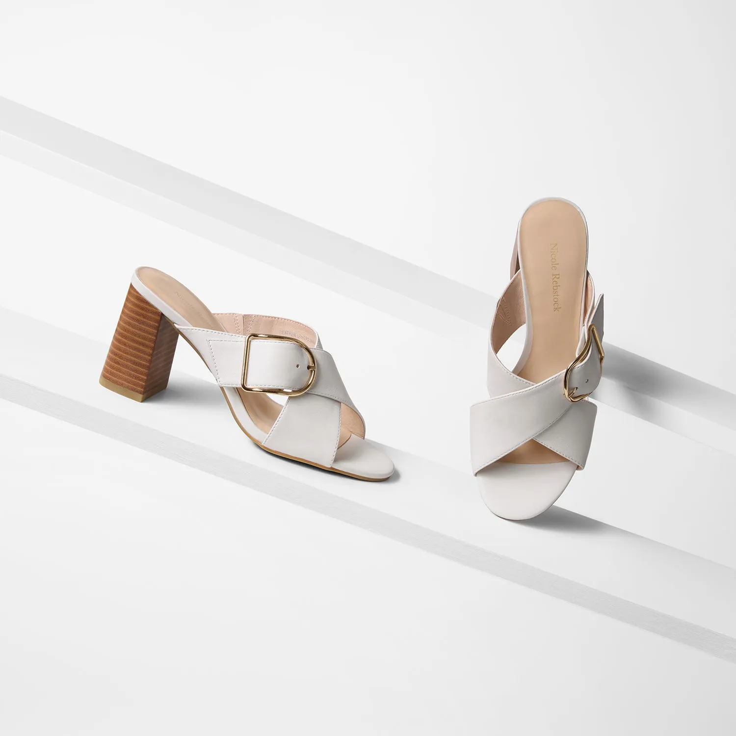 Buckle Heels Kylie Sandal Heel | Off-White Leather