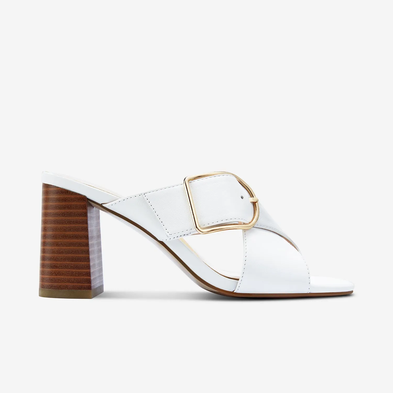 Kylie Sandal Heel | Off-White Leather Metallic Stilettos