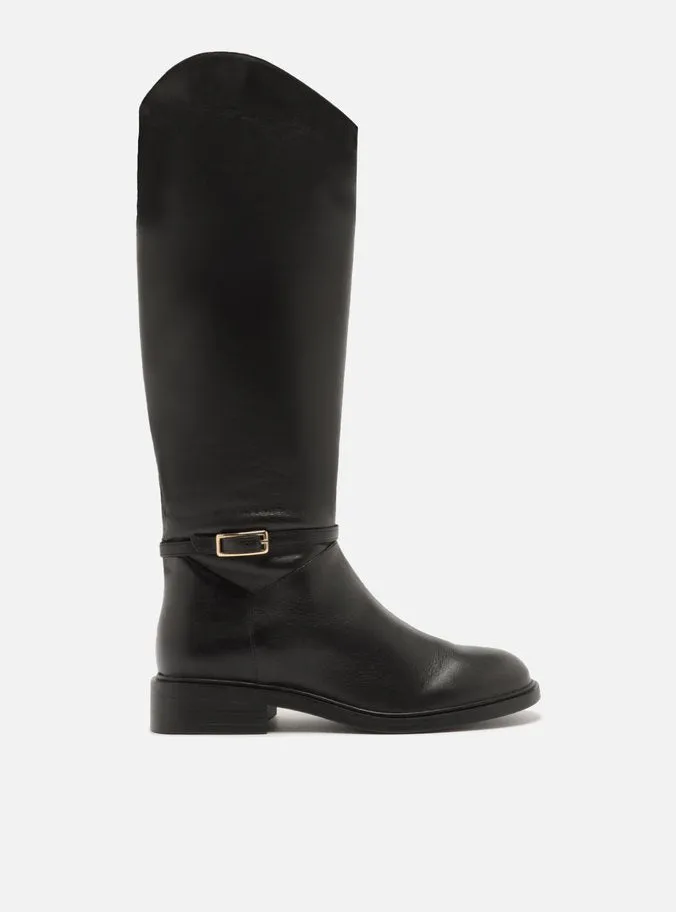 Mckenna Leather Wide  Block Boot Heeled Booties