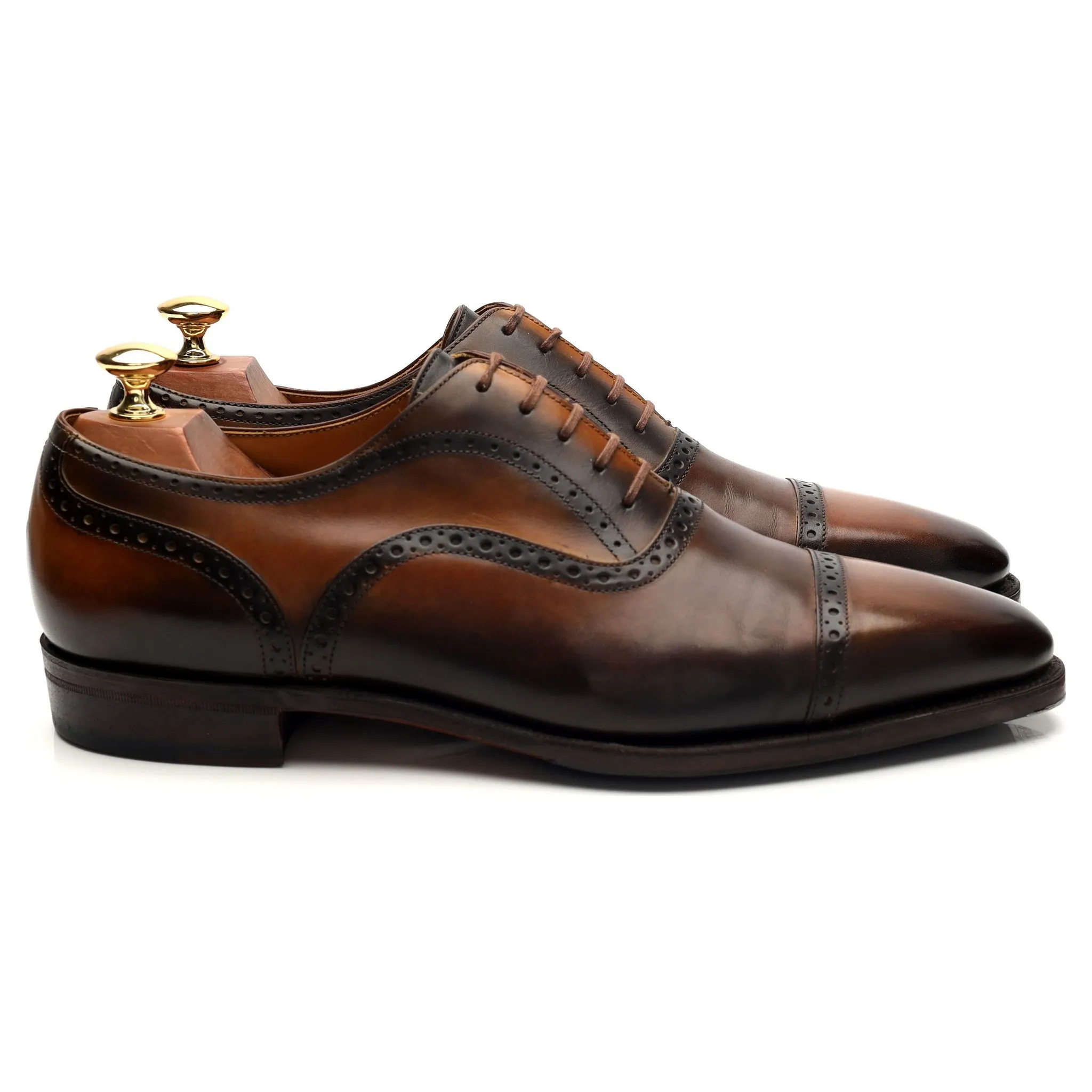 'Bucy' Brown Patina Leather Oxford Brogue UK 8.5 Comfort Step On Comfortable Wear