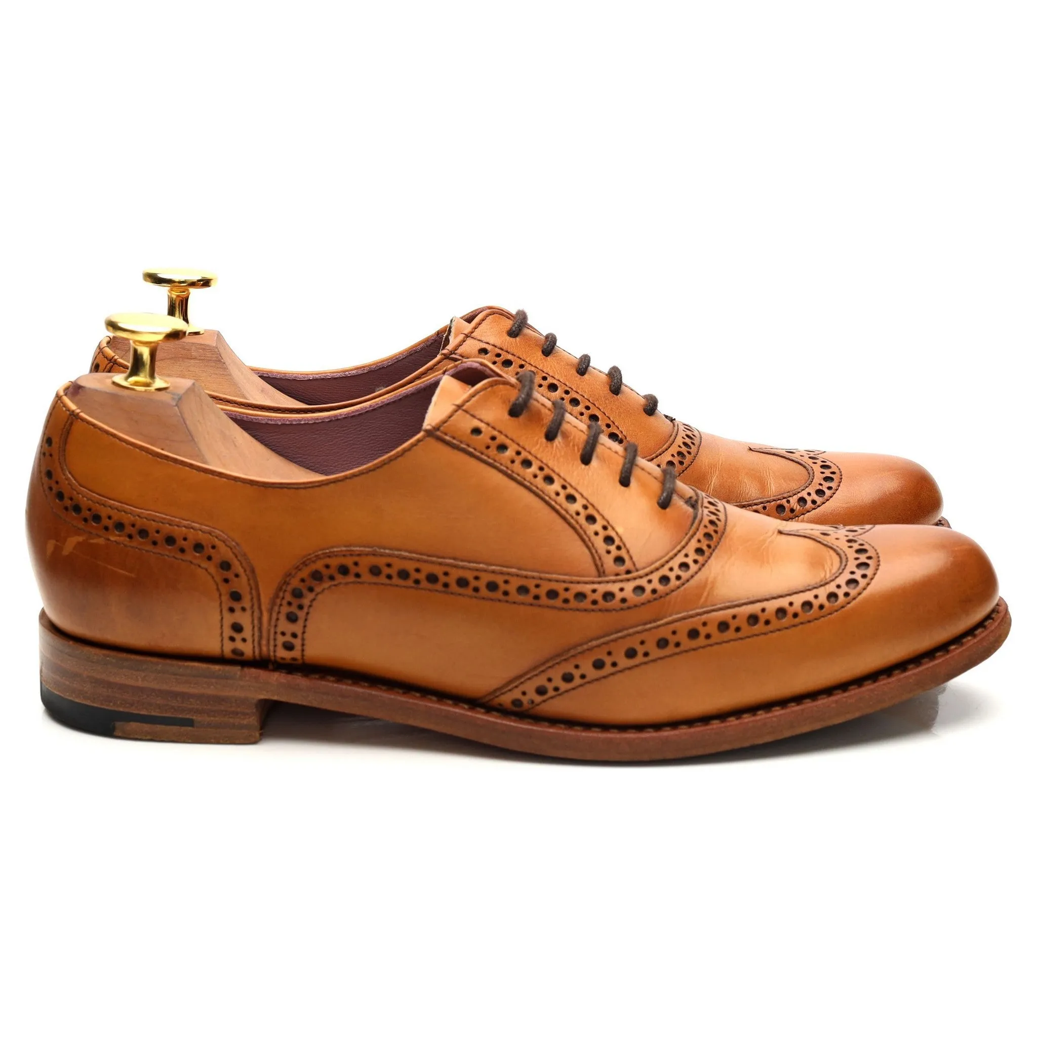 Leather Step Style Sharp Walking Shoes Women's 'Freya' Tan Brown Leather Oxford Brogues UK 5.5 D