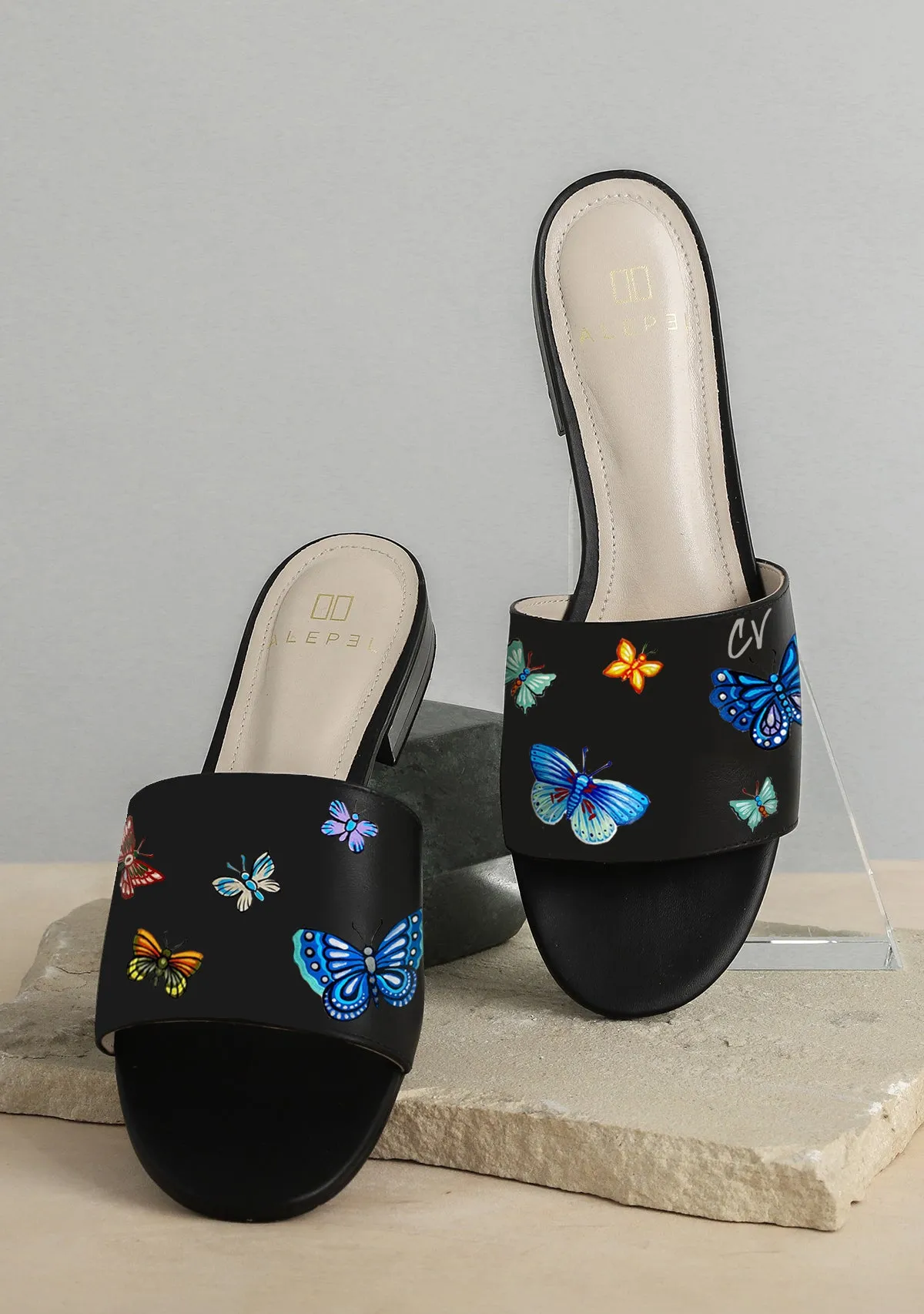 Butterflies Black Slide Comfort Footpad Cushion