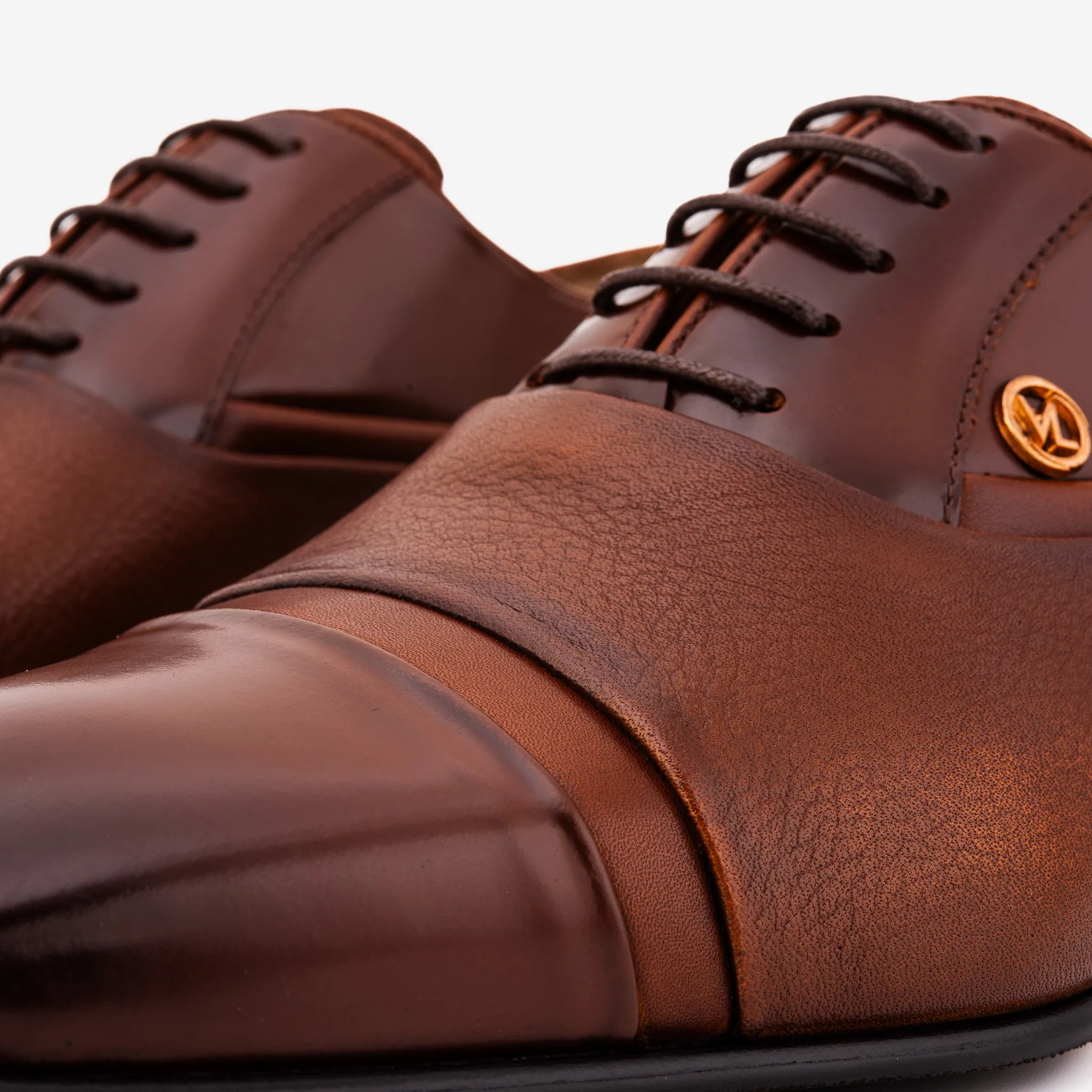 Cable-Knit The Rockwell Handmade Tan Leather Cap Toe Oxford Men Shoe