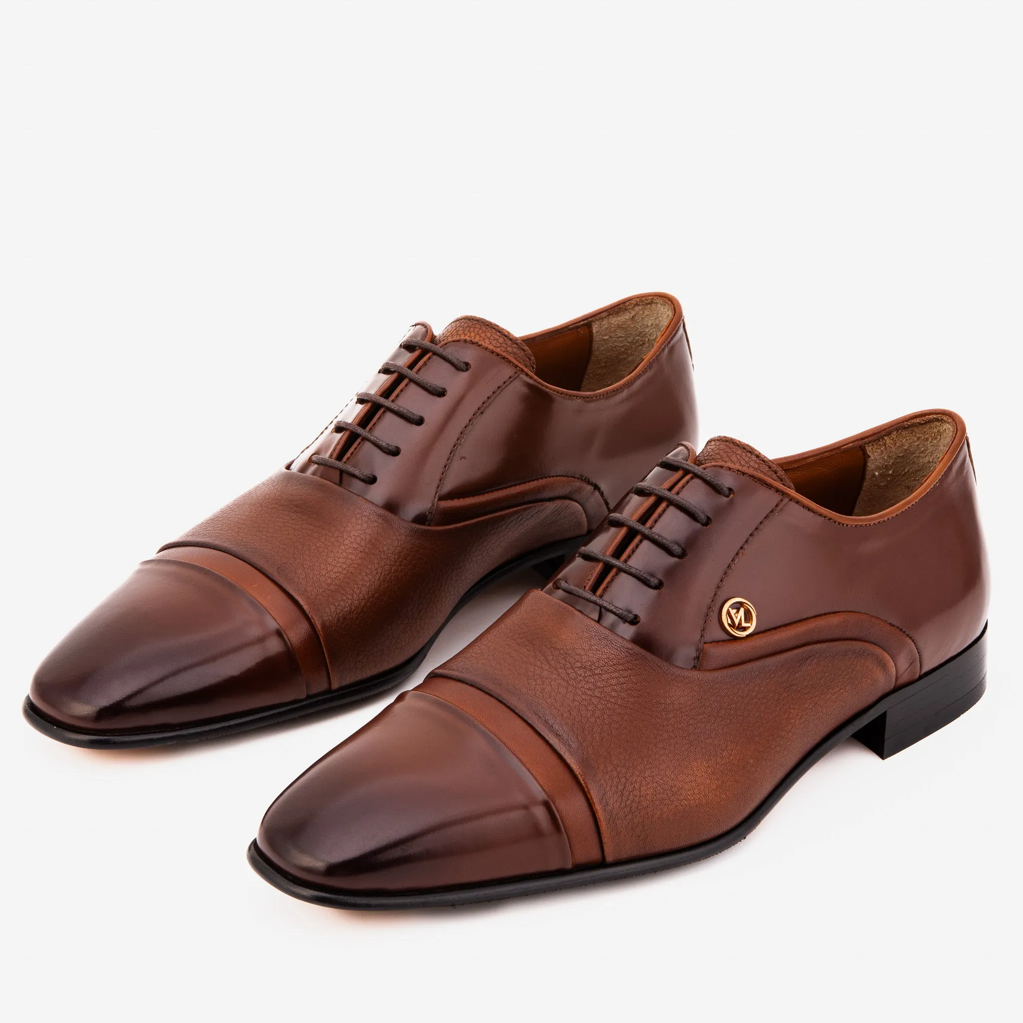 Cable-Knit The Rockwell Handmade Tan Leather Cap Toe Oxford Men Shoe