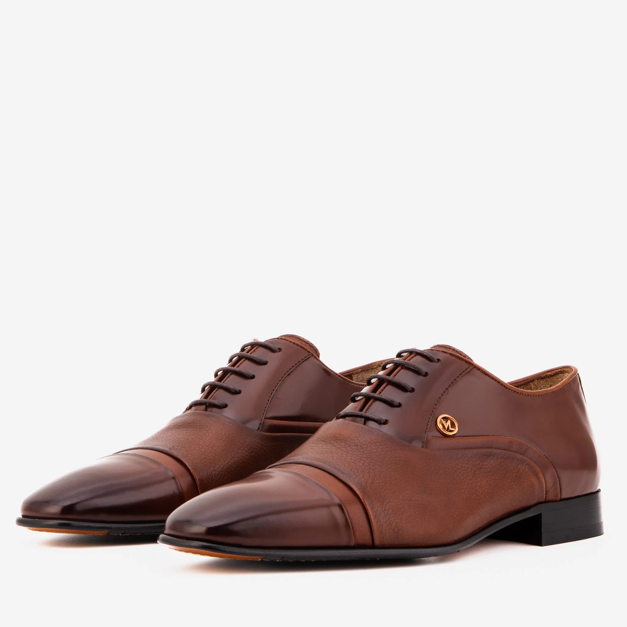Cable-Knit The Rockwell Handmade Tan Leather Cap Toe Oxford Men Shoe