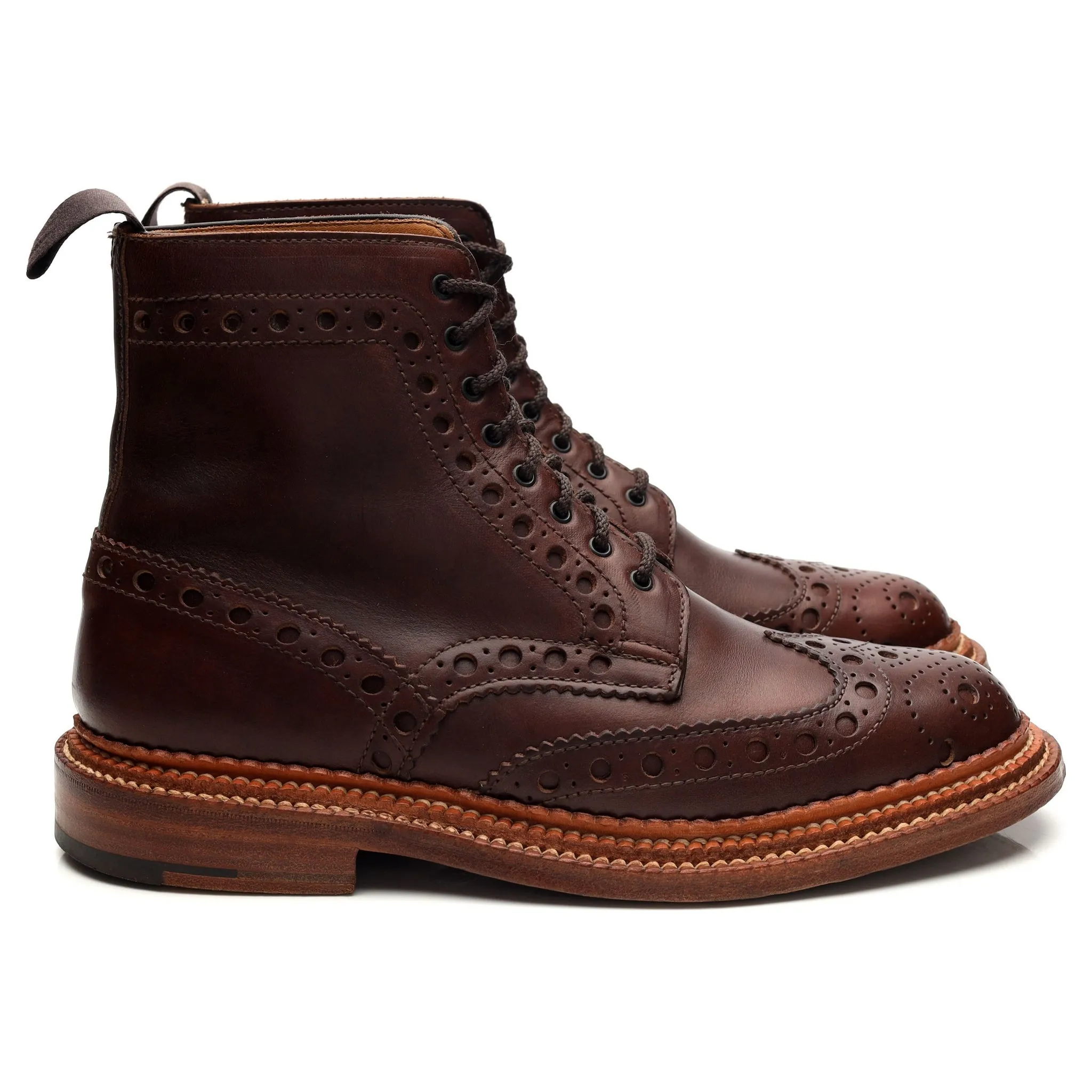 The Triple Welt 'Fred' Brown Leather Brogue Boots UK 6 G Lace Up Style