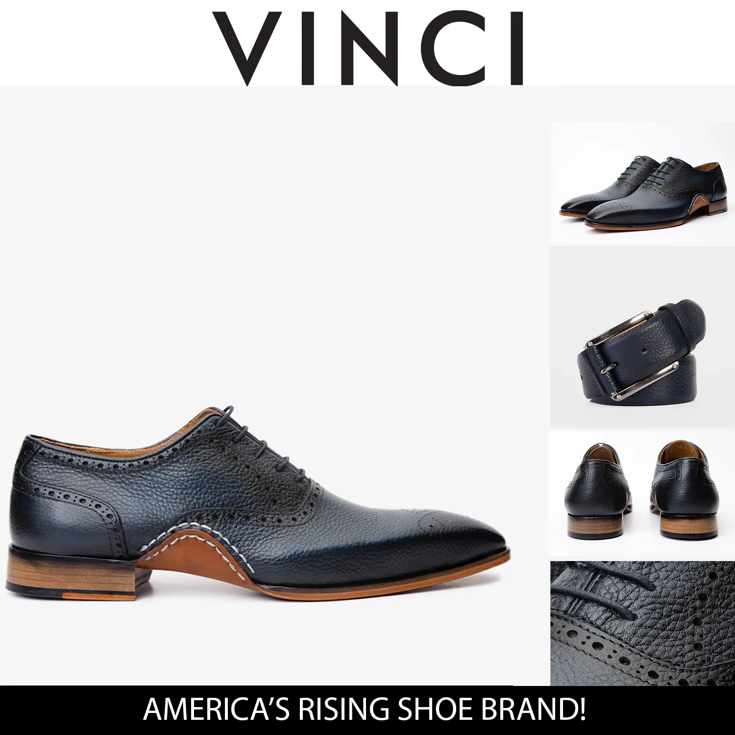 Camp-Pro The Draco Handmade Navy Blue Semi Brogue Oxford Men Shoe