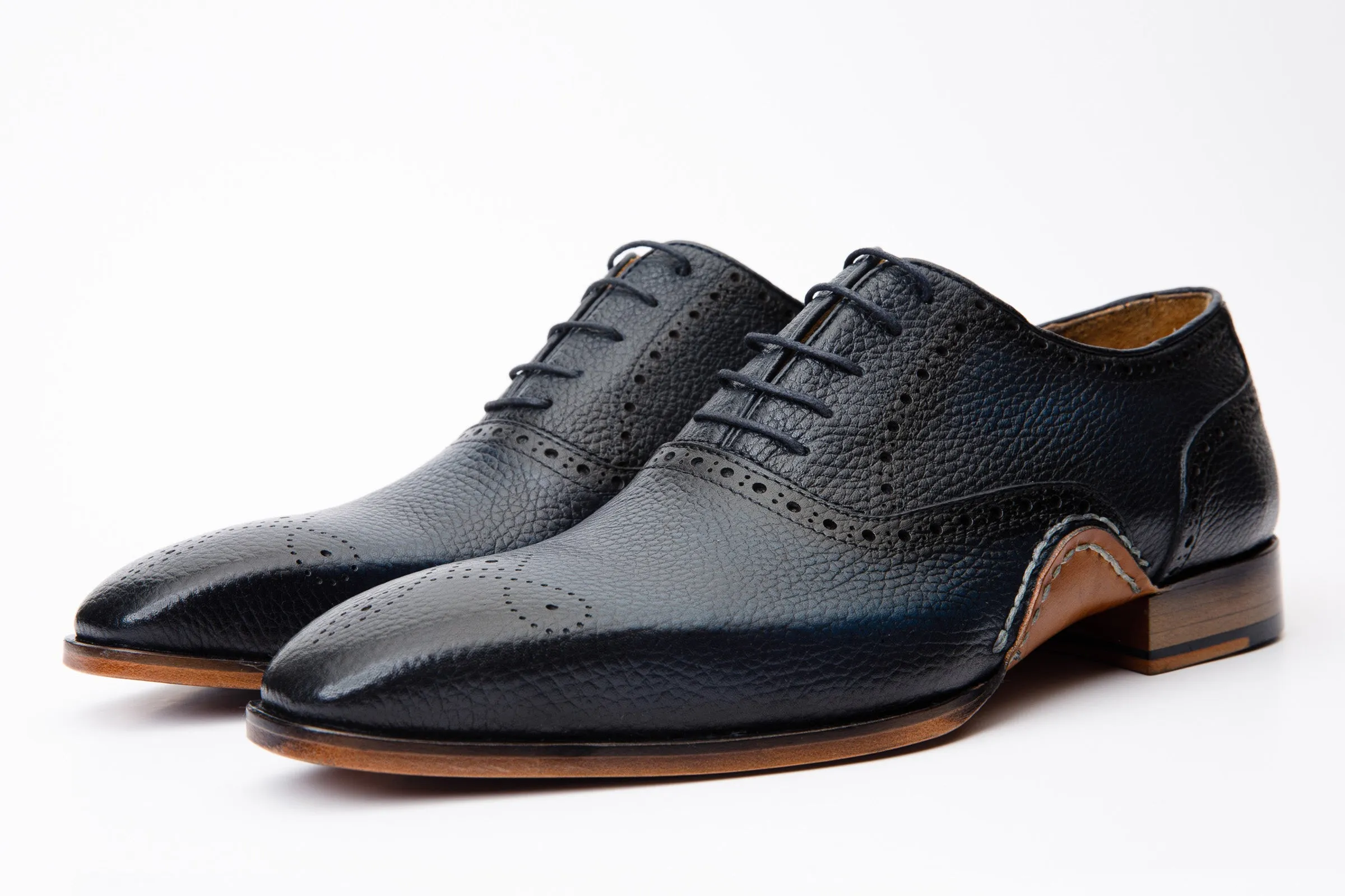 Camp-Pro The Draco Handmade Navy Blue Semi Brogue Oxford Men Shoe