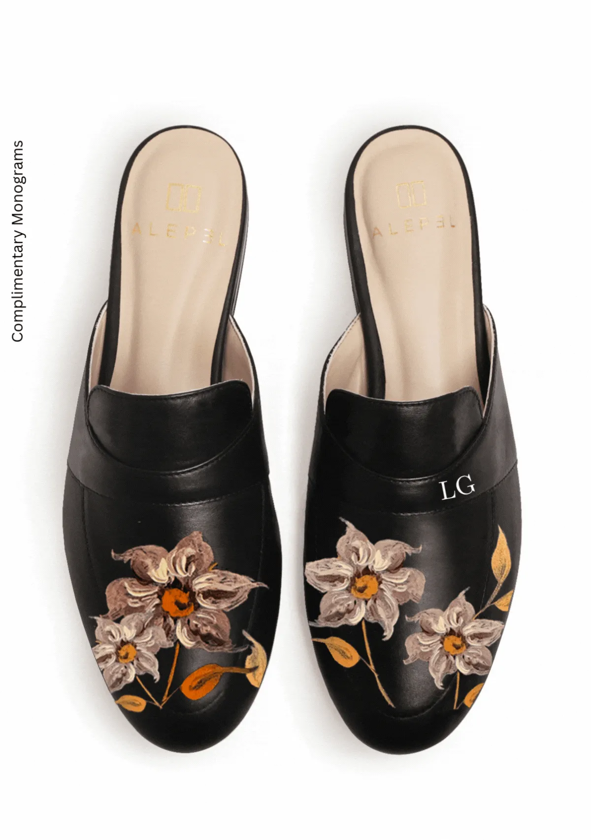 Caramel Florals Black Mule Shock Absorbing Sole
