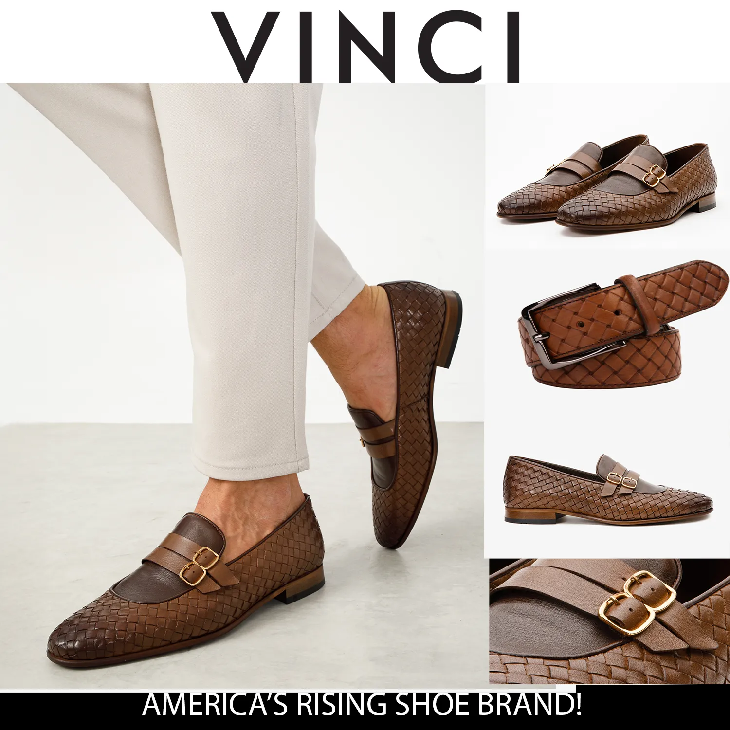 Casual Ease The Vatra Tan Woven Double Monk Strap Men Shoe