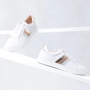 Special Occasion Heels Chic Sandals for Day Gigi Sneaker | White/Rose Gold Combo