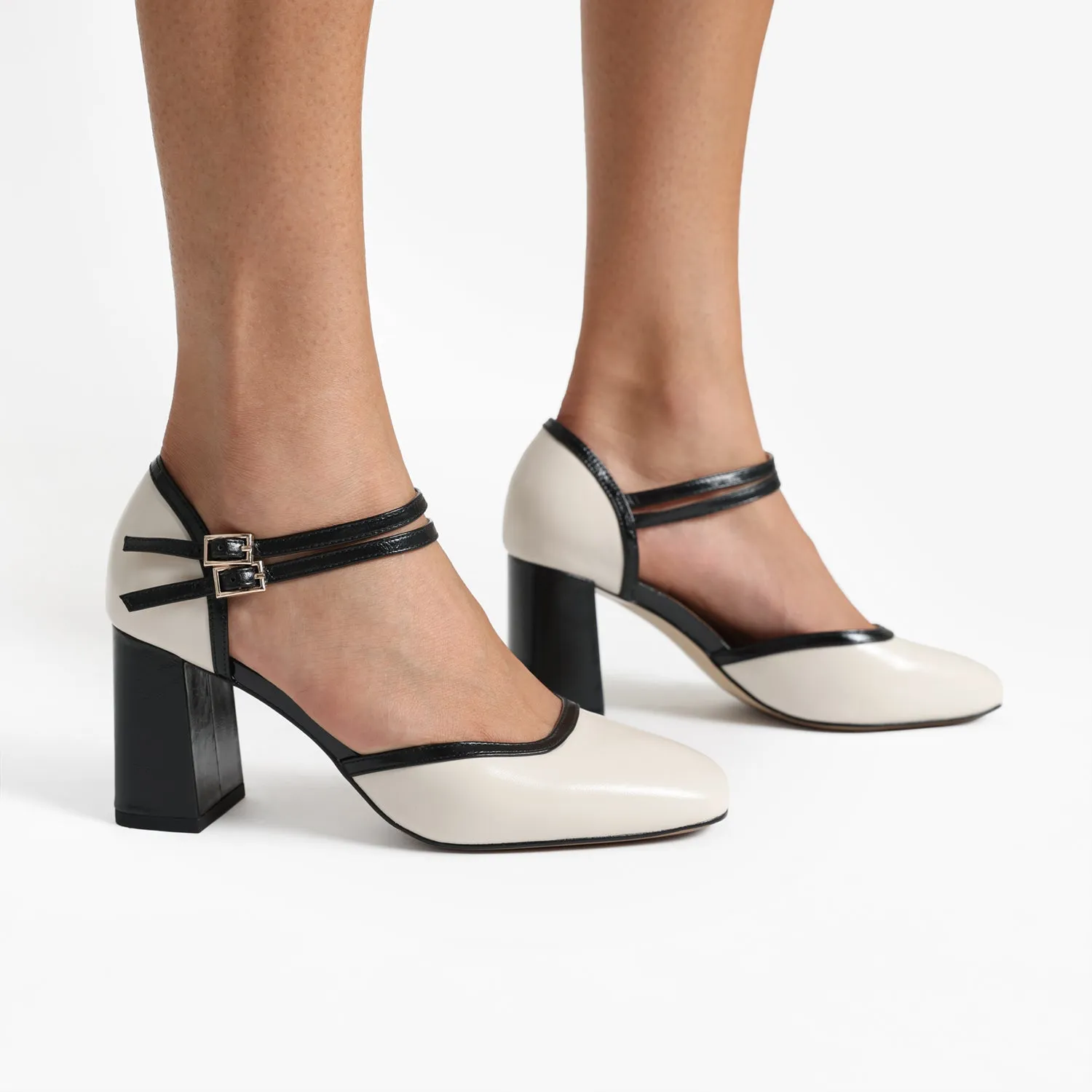 Casual Stilettos Jelico Heel | Black/ivory leather