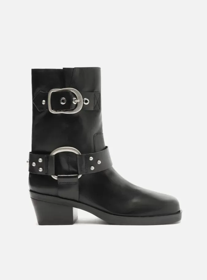 Textured Heels Luxe Wedding Footwear Kaia Leather  Block Boot
