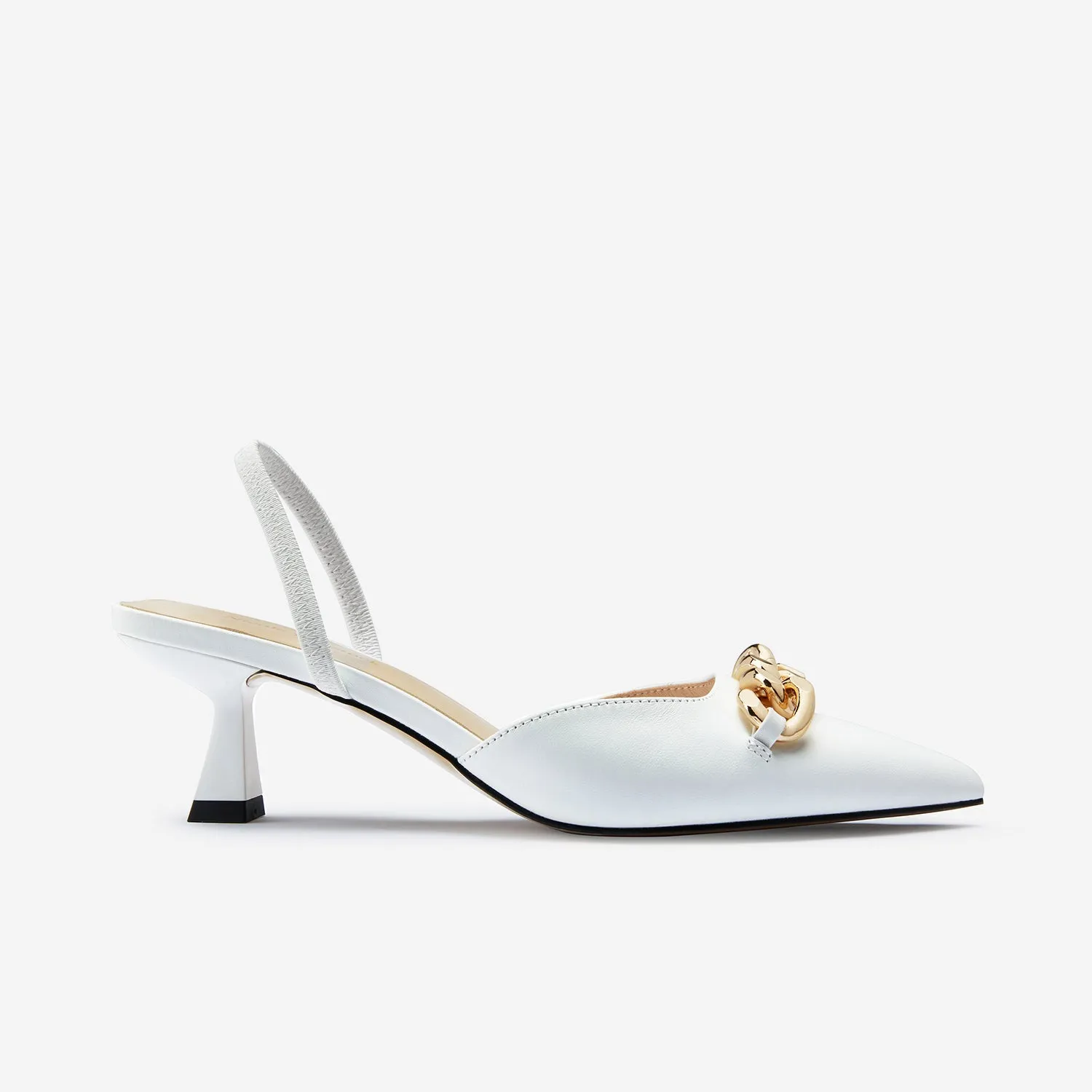 Casual Stilettos Sloane Slingback Heel | White Leather