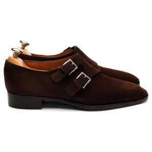 Korean Sleek Dark Hue 'Chapel' Dark Brown Suede Double Monk Strap UK 7 E