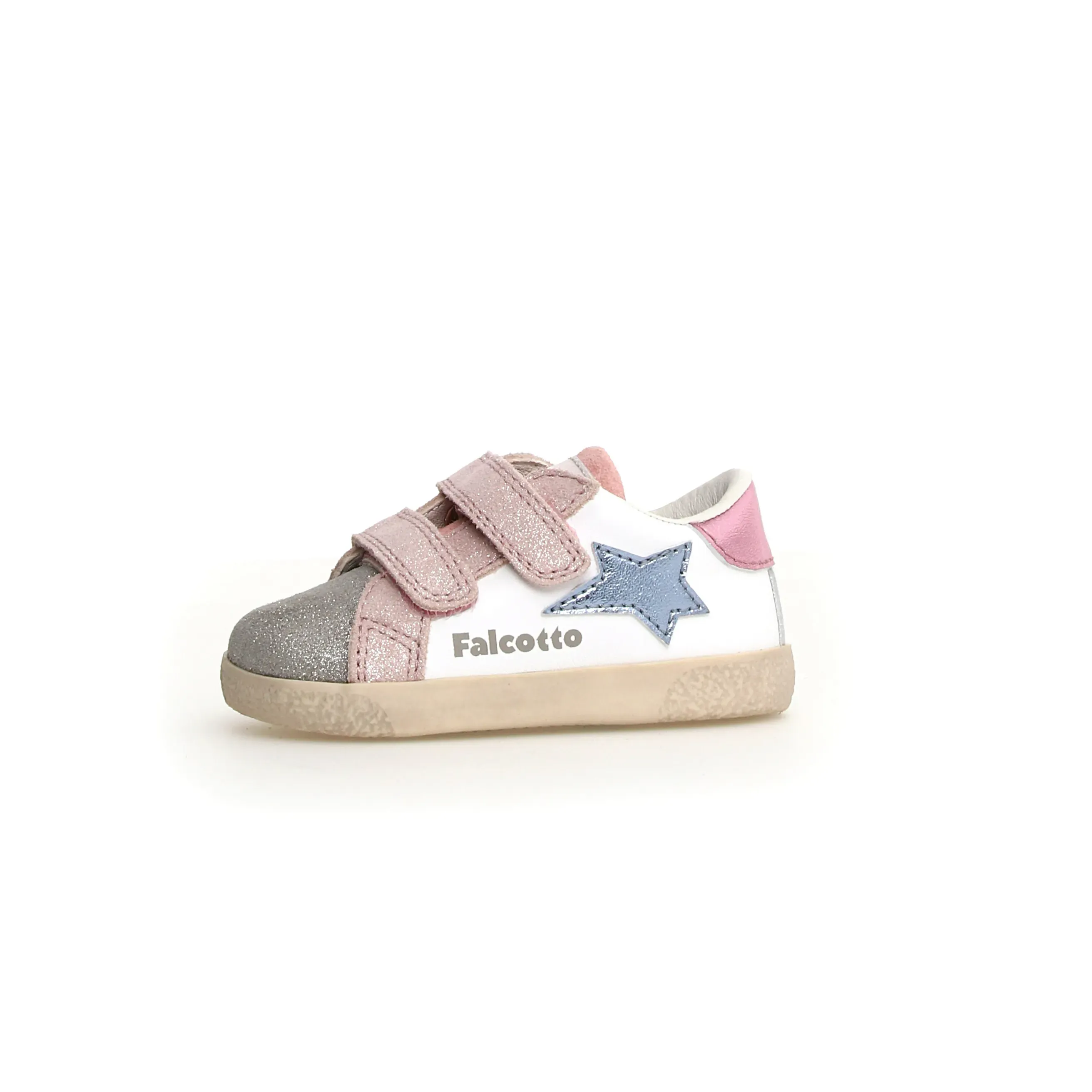 Charm Details Falcotto Girl's Alnoite 2 Vl Casual Shoes - Metallic Silver / White / Cipria