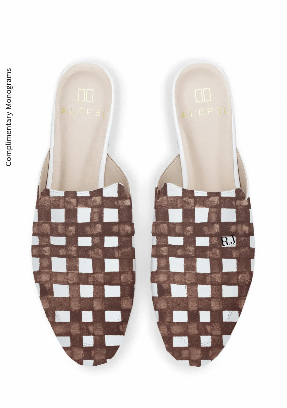Chocolate Grid White Mule Non-Slip Grip Foam