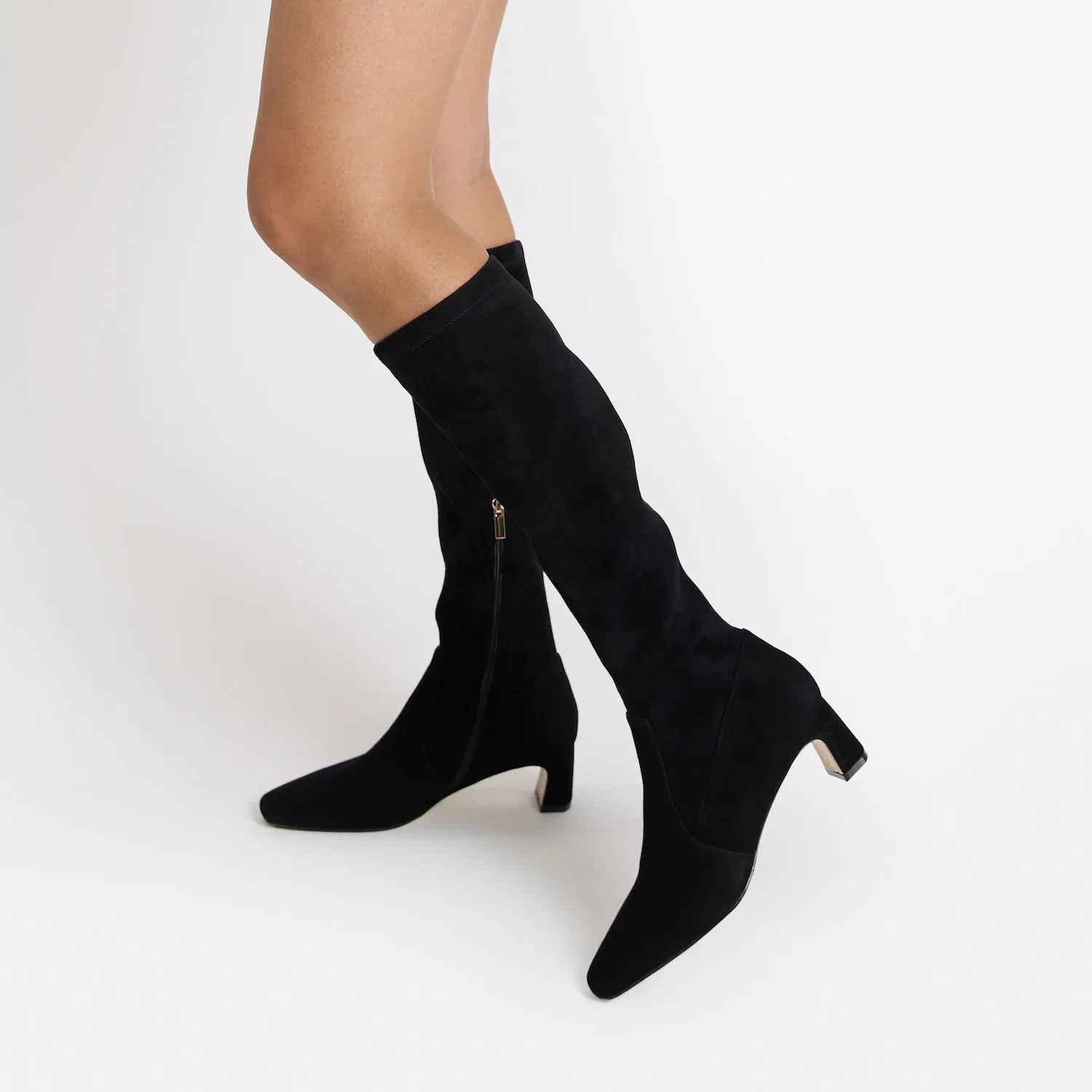 Chunky Heels Dakota Ltd Ed Knee High Boot | Black suede