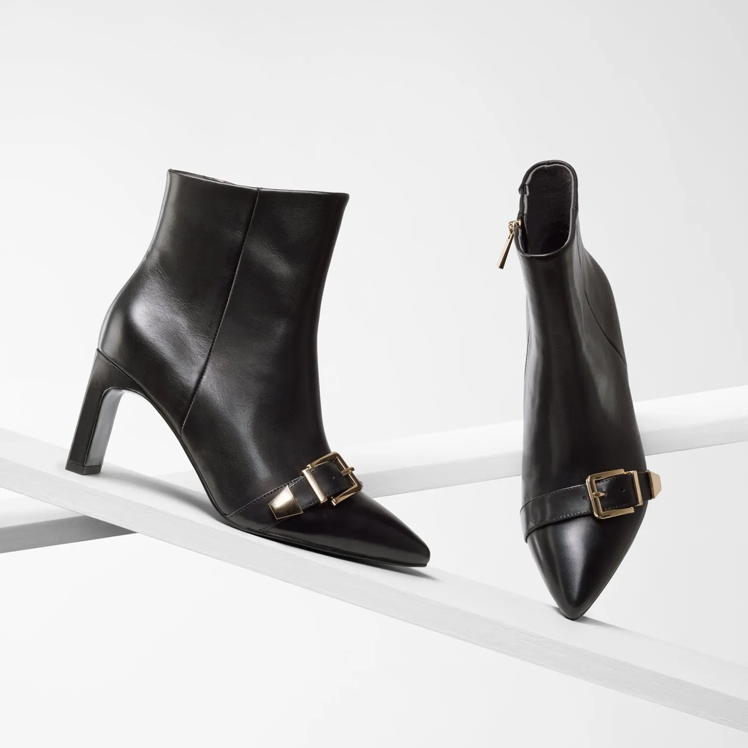 Chunky Wedges Rome Ltd Ed Ankle Boot | Black leather