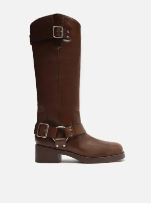 Clara Leather Block Boot Comfortable Sandals Special Occasion Heels