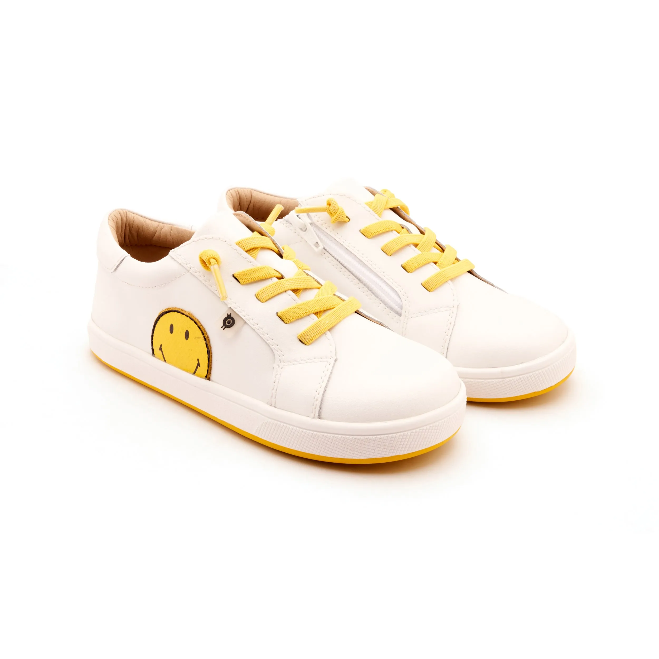 Classic Kids Old Soles Boy's and Girl's Smiley Jumpa Casual Shoes - Snow / Yellow