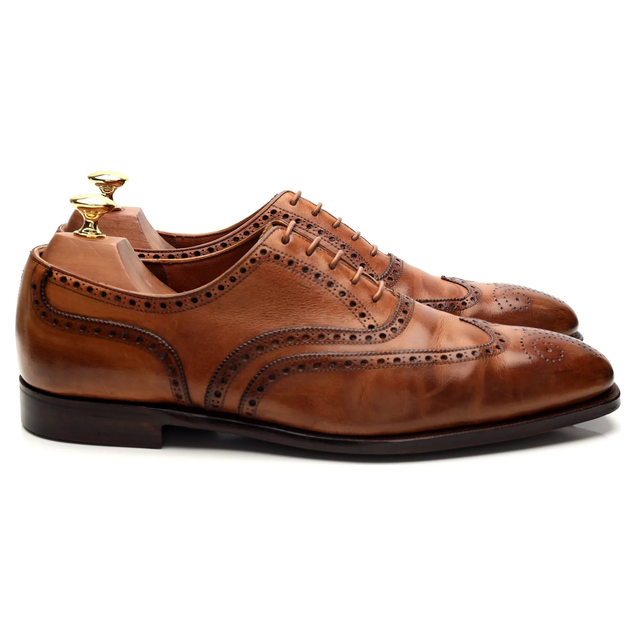 'Clifford' Tan Brown Leather Oxford Brogues UK 8.5 E Stylish Fit Light Comfort