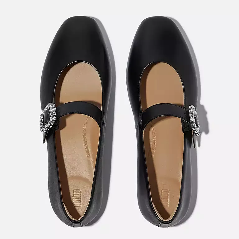 Comfort Cap-Toe FITFLOP DELICATO CRYSTAL-BUCKLE MARY JANE - BLACK