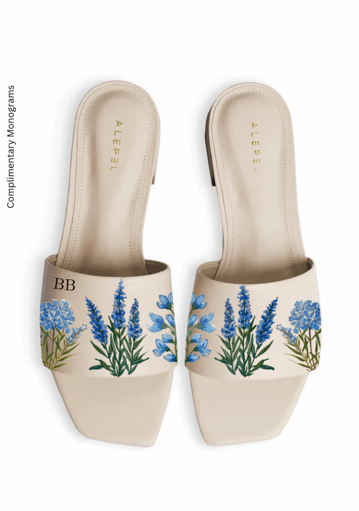 Comfort footbed Blue Flowers Beige Square