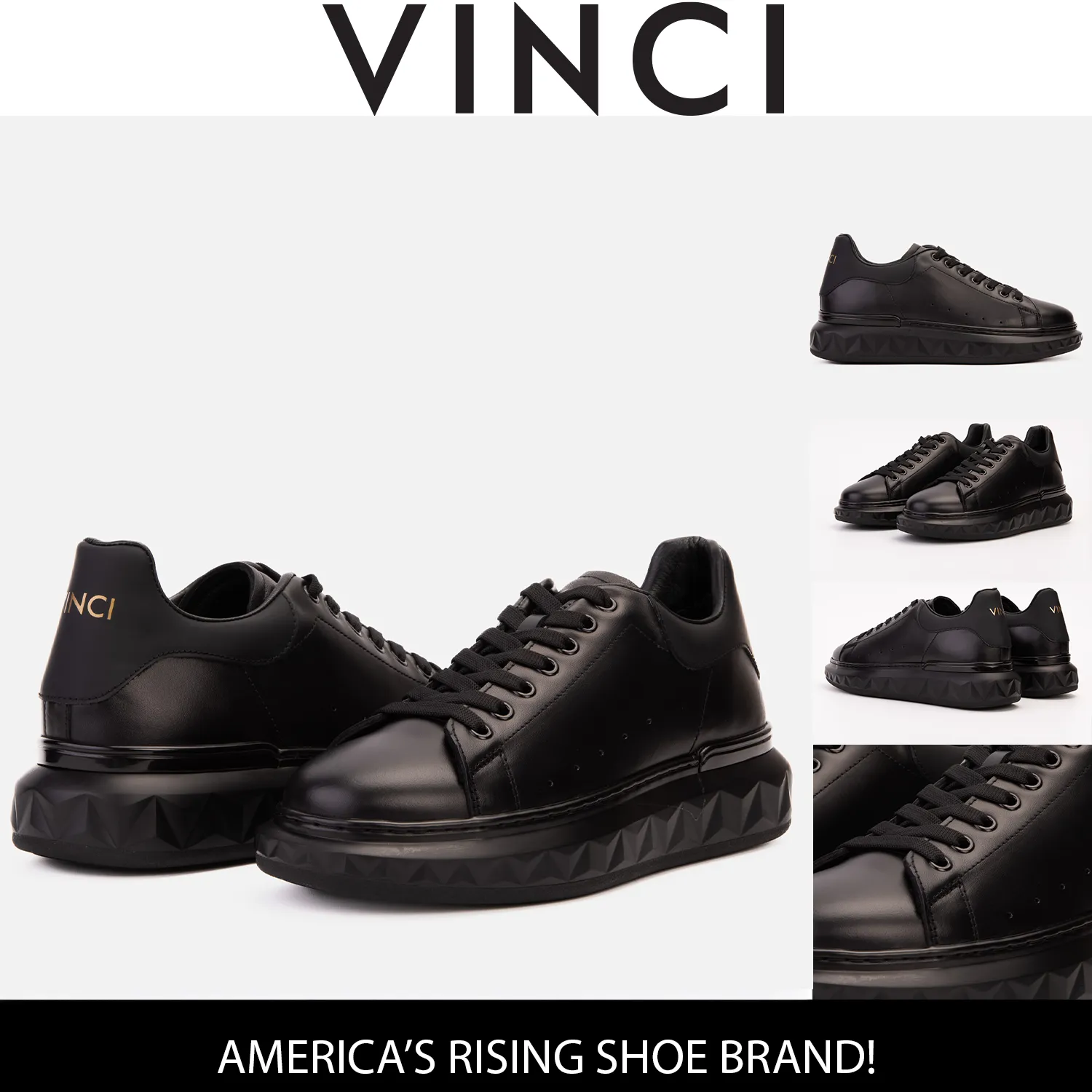 Comfort footbed The Linq   Black Leather Men Sneaker