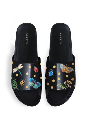 Polka Dots Black Slip On Ergonomic Shape