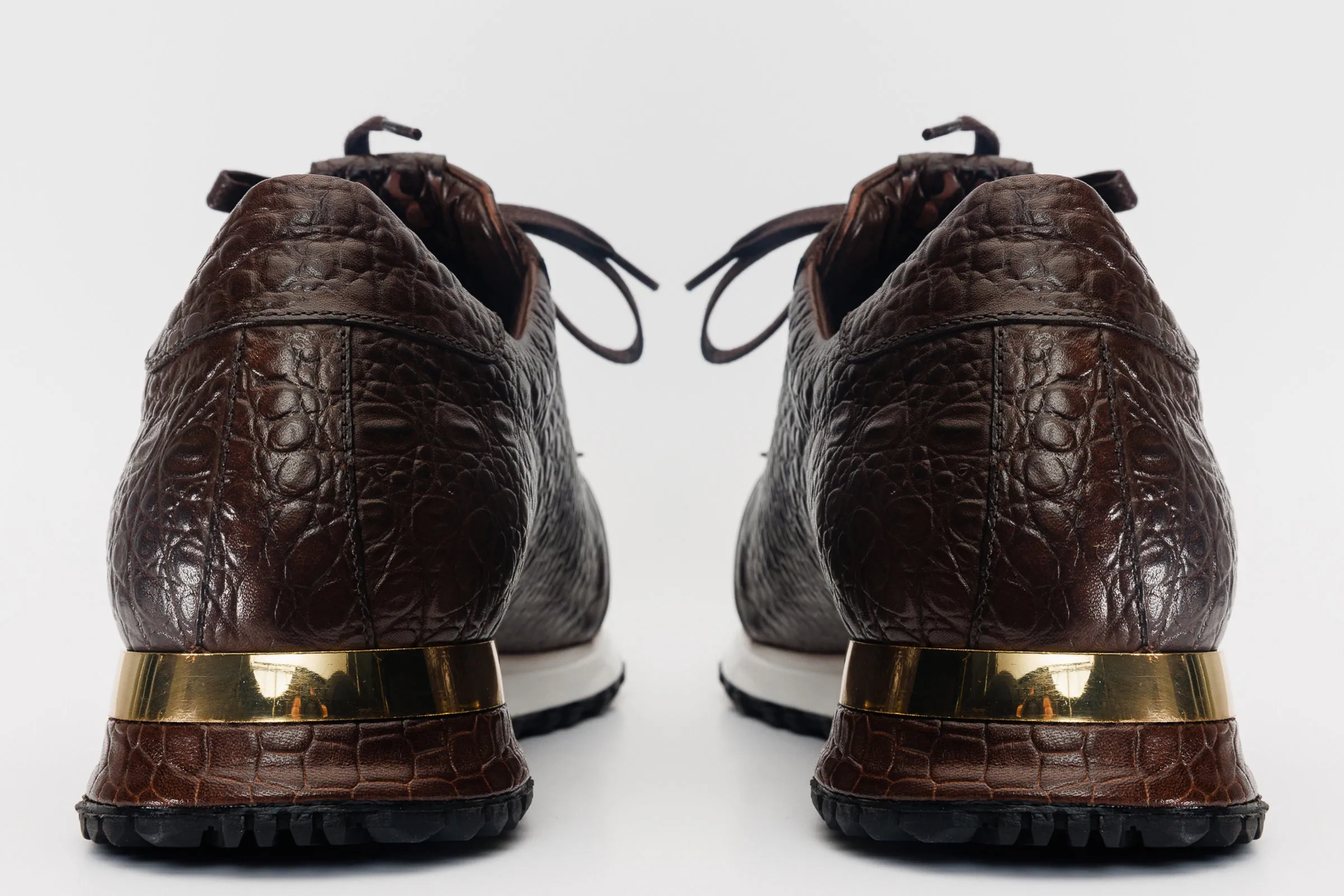 Comfort Strap The Bomba Brown Crocodile Leather Men Sneaker