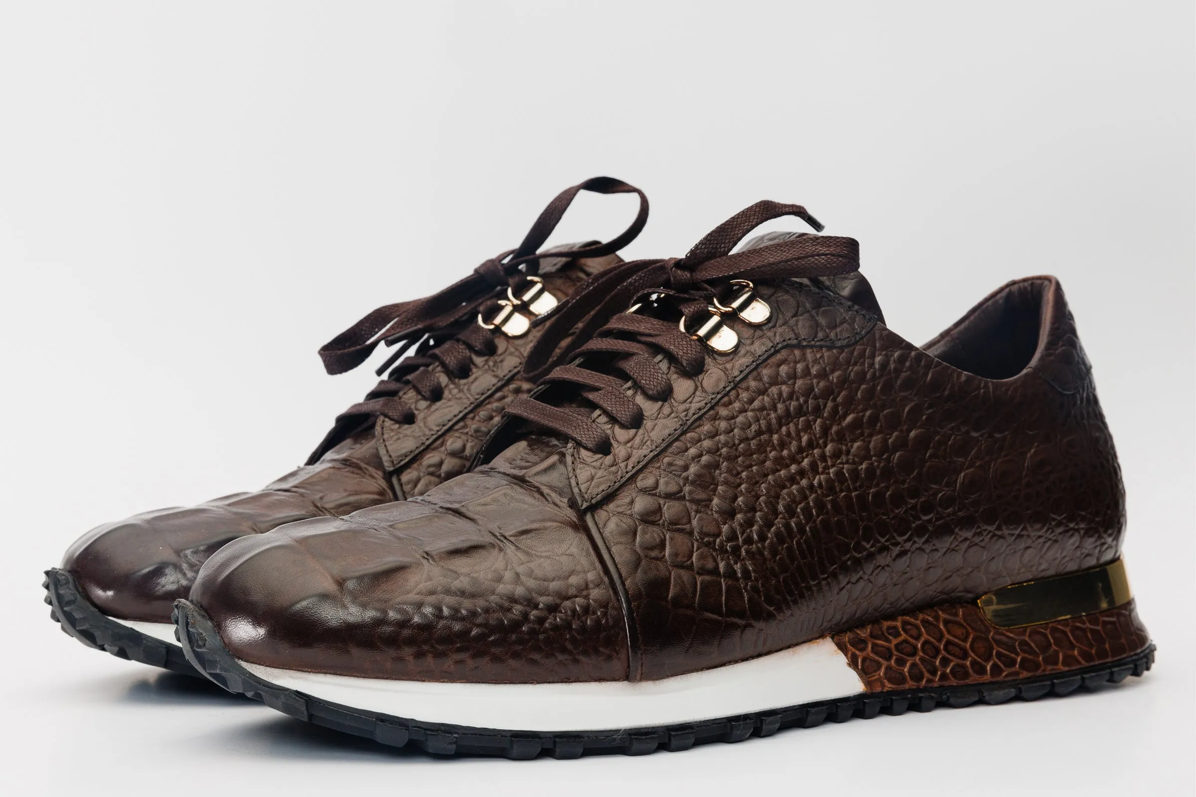 Comfort Strap The Bomba Brown Crocodile Leather Men Sneaker