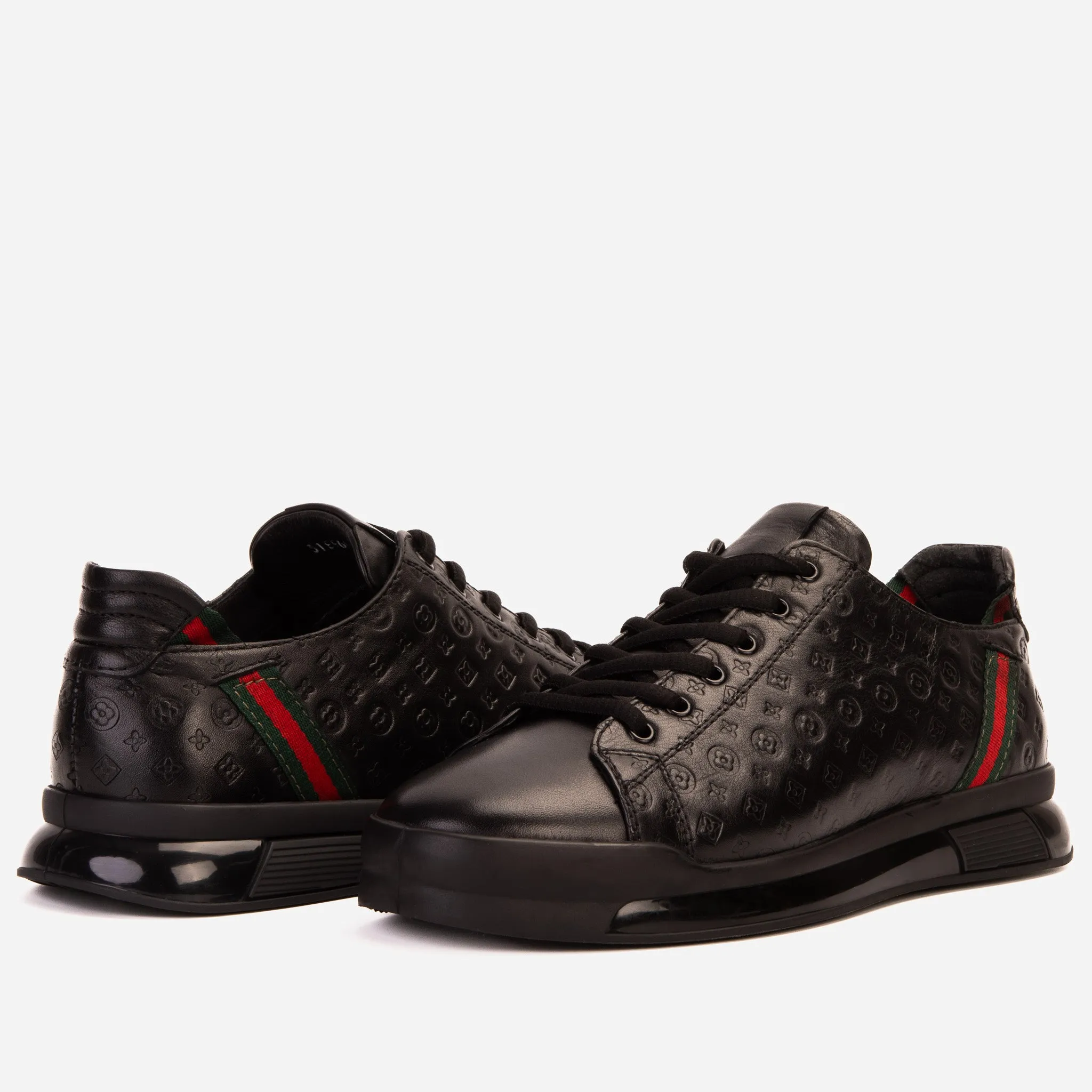 Comfort Tongue The Journey Black Leather Men Sneaker