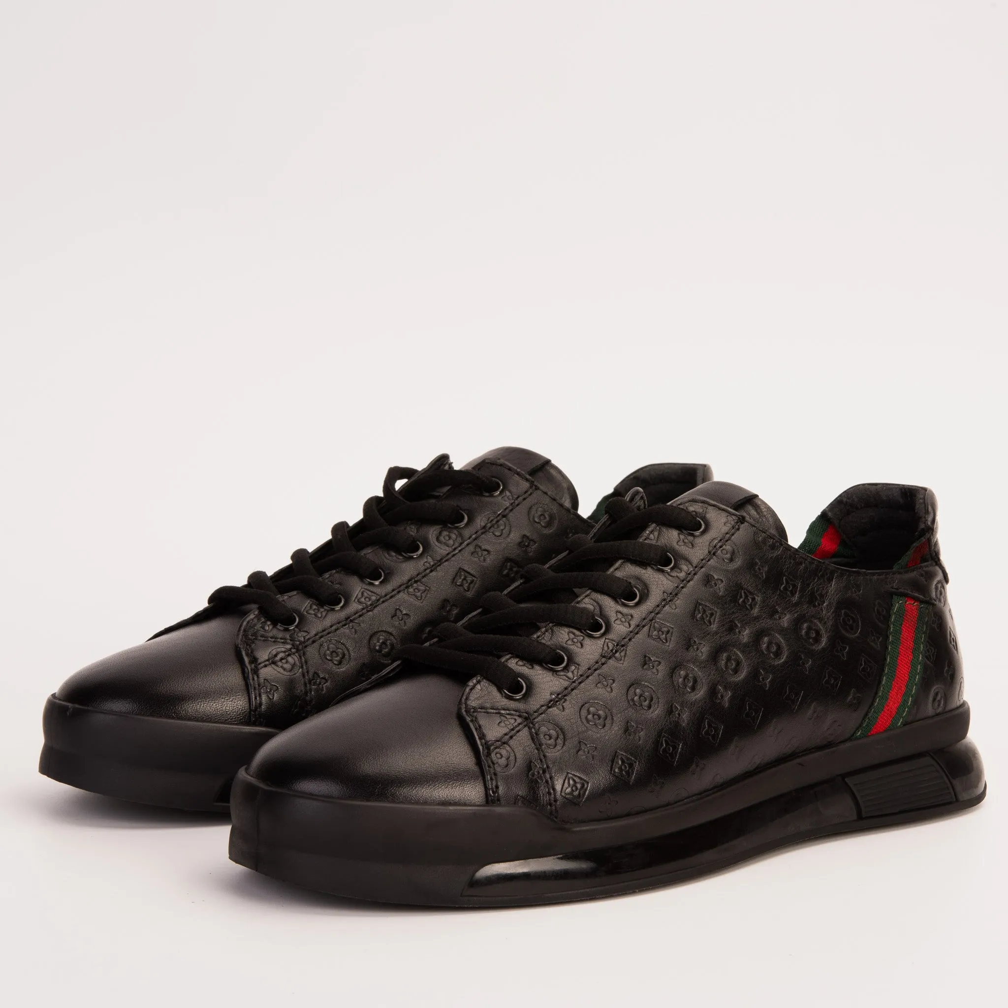 Comfort Tongue The Journey Black Leather Men Sneaker